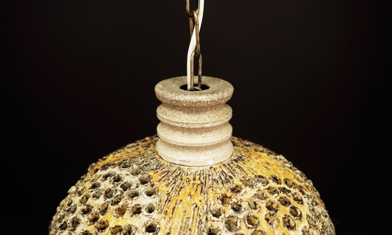 Vintage Pendant Lamp Ceramic Yellow 1960s