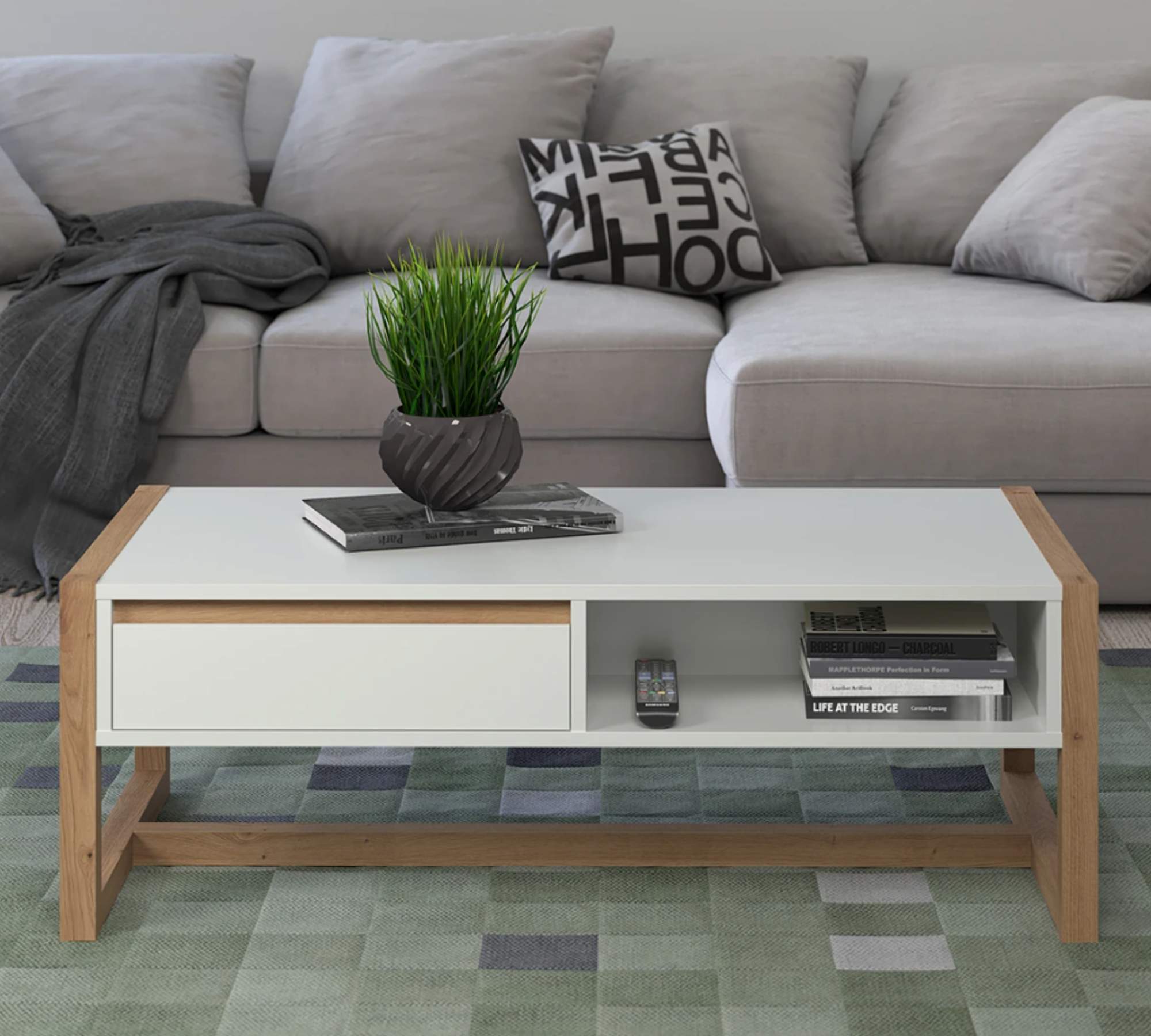 Couchtisch Eiche Artisan Dekor Weiß