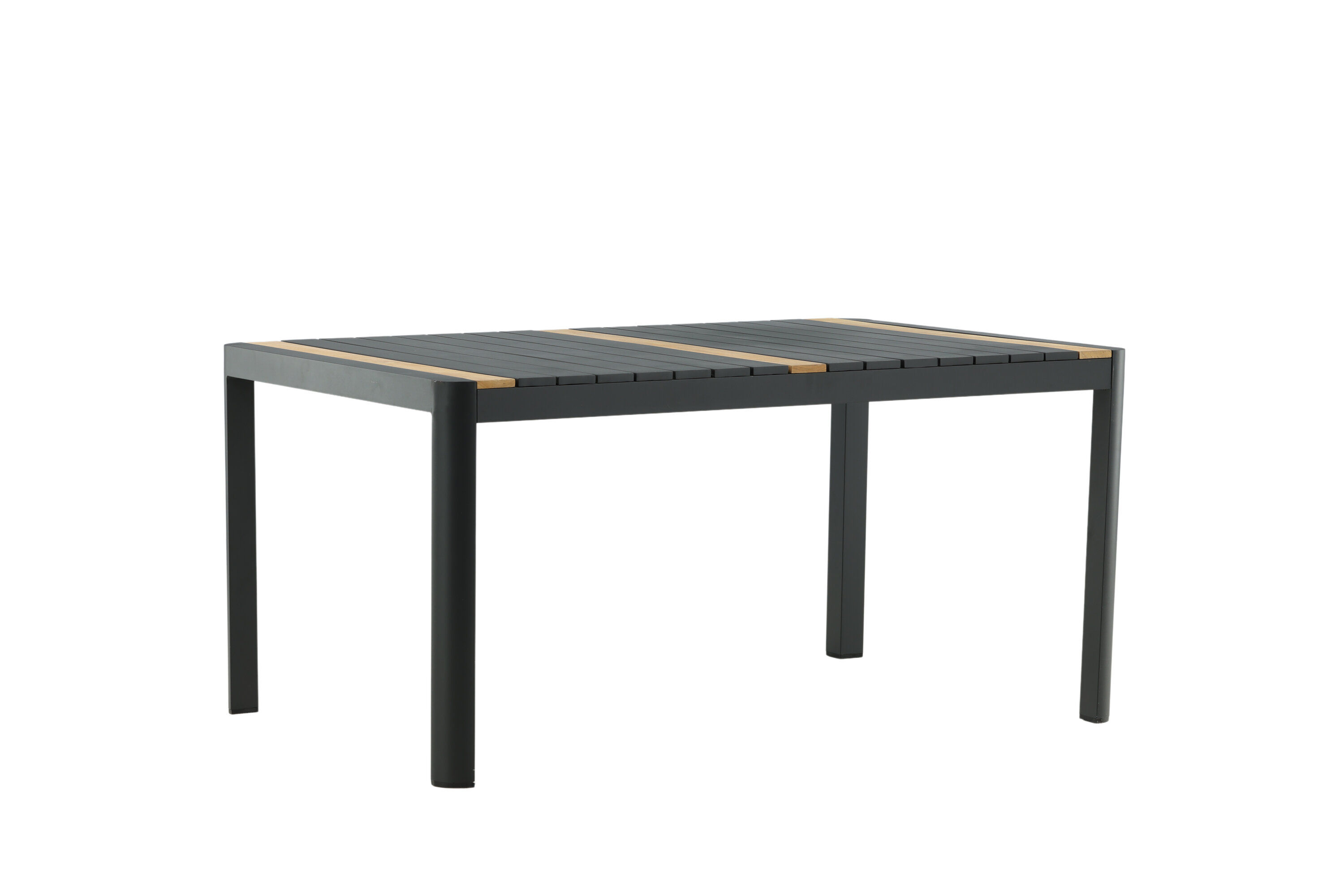 Togo Esstisch Aluminium Teak Schwarz