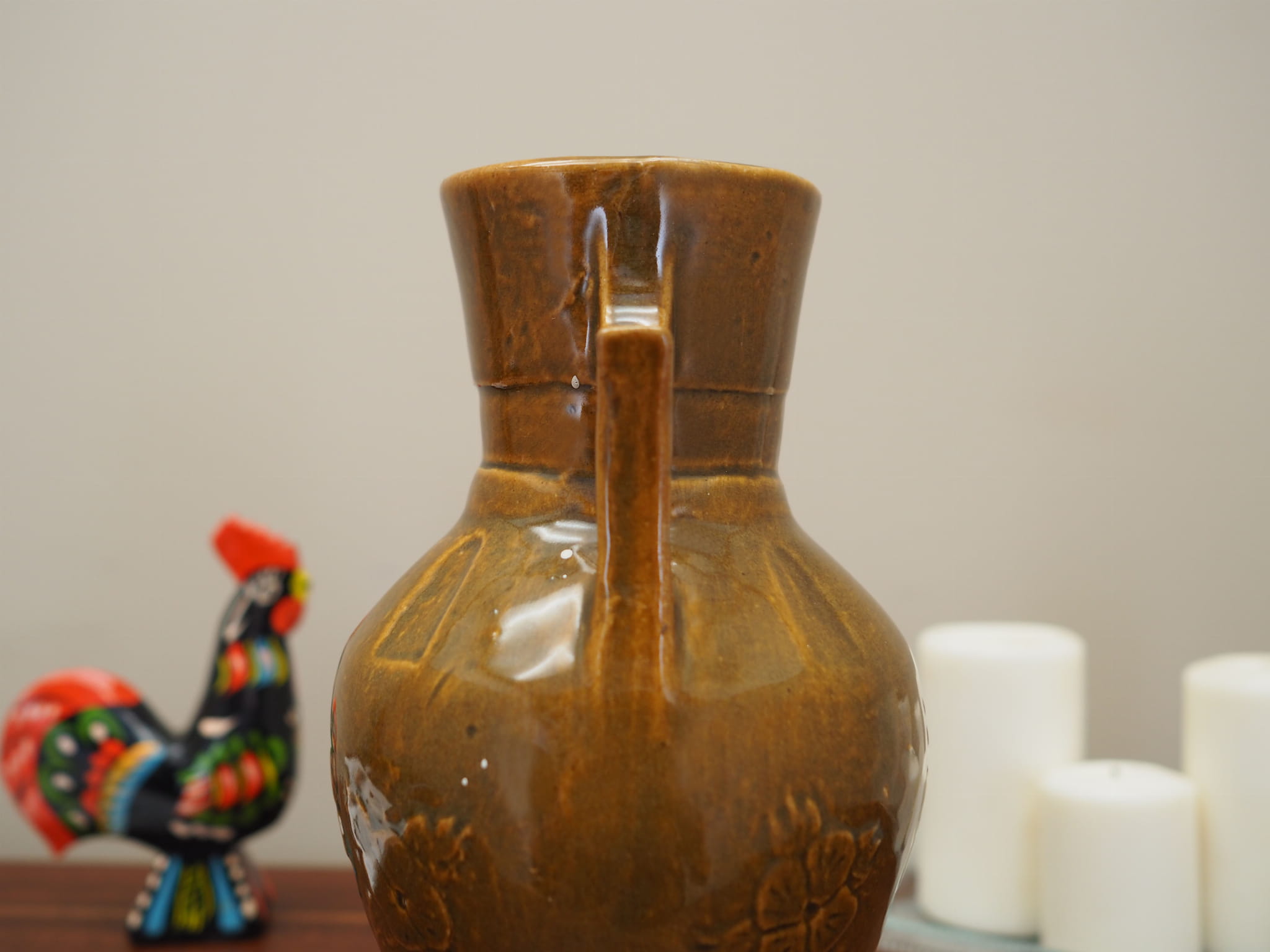 Vintage Vase Keramik Braun 1960er Jahre