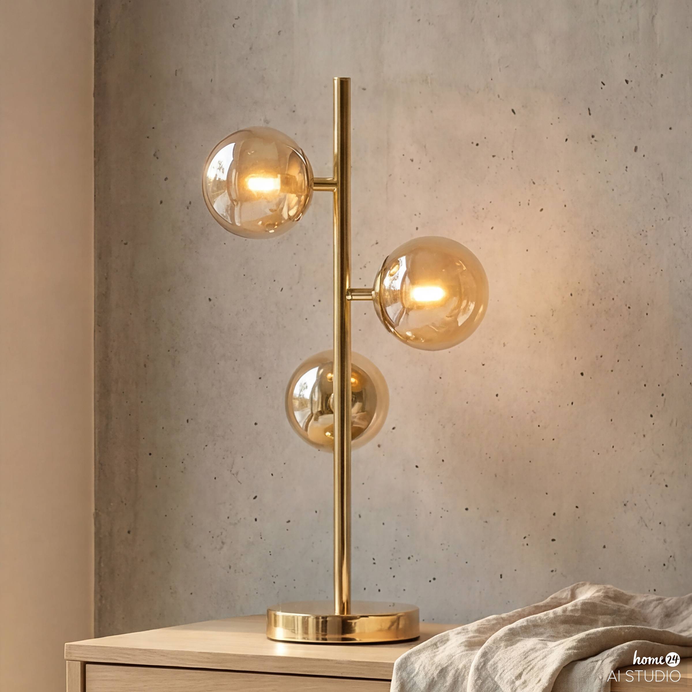 Table lamp Ilumo 3-light colored glass gold