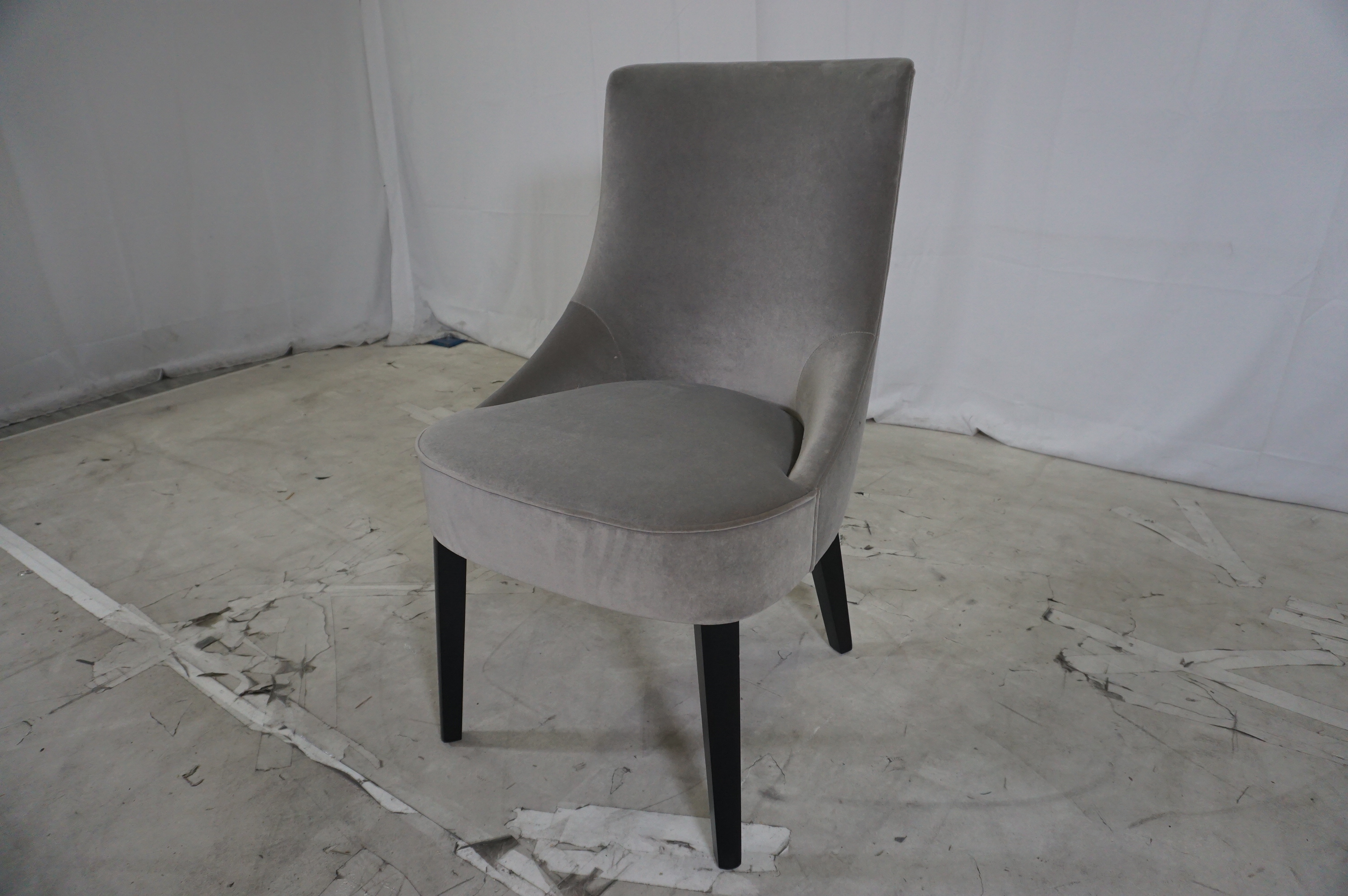 3x Esszimmerstuhl Holz Samt Grau Silber 