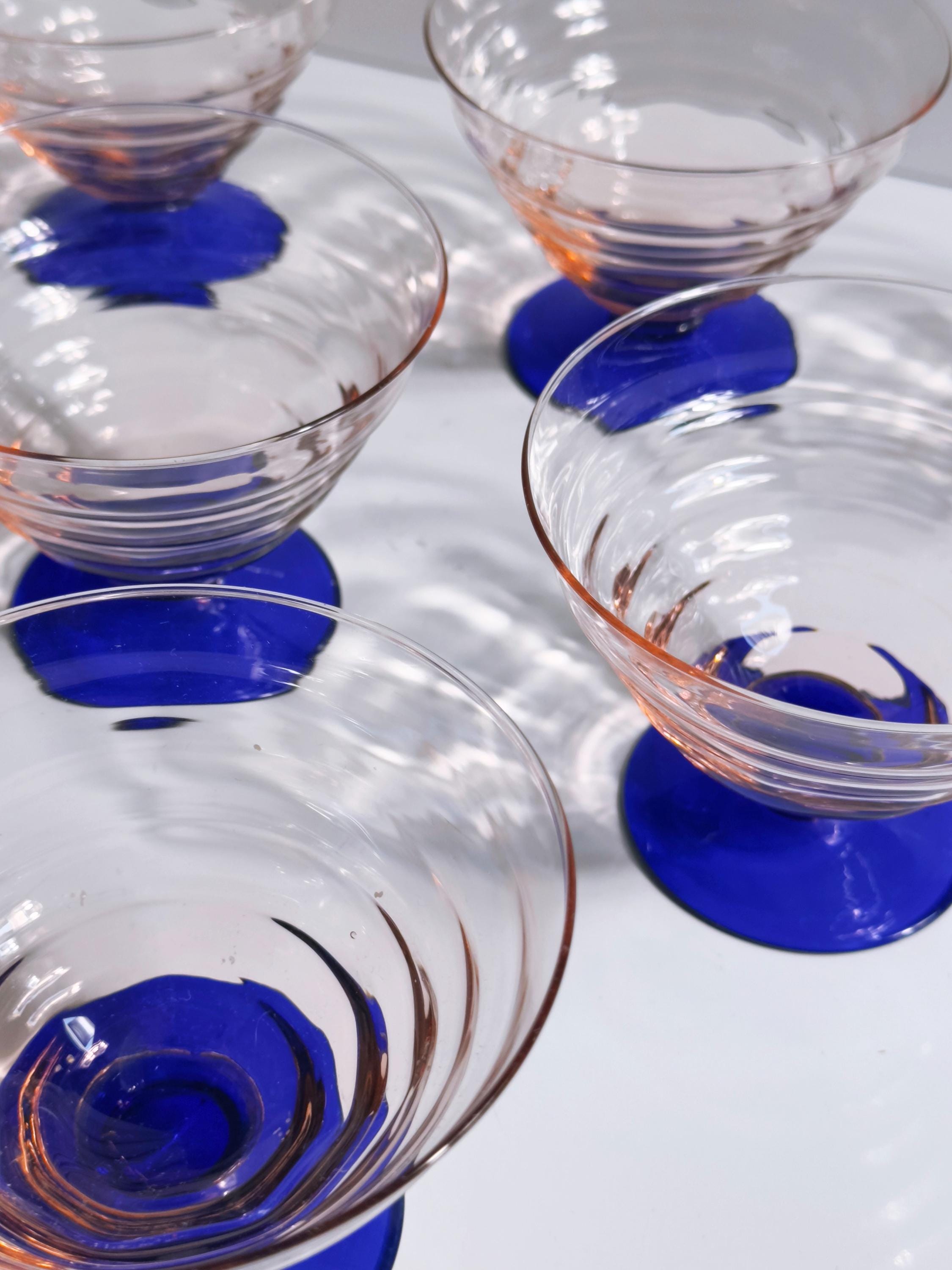 Art Deco bowl set Dessert Cobalt Blue 1930s