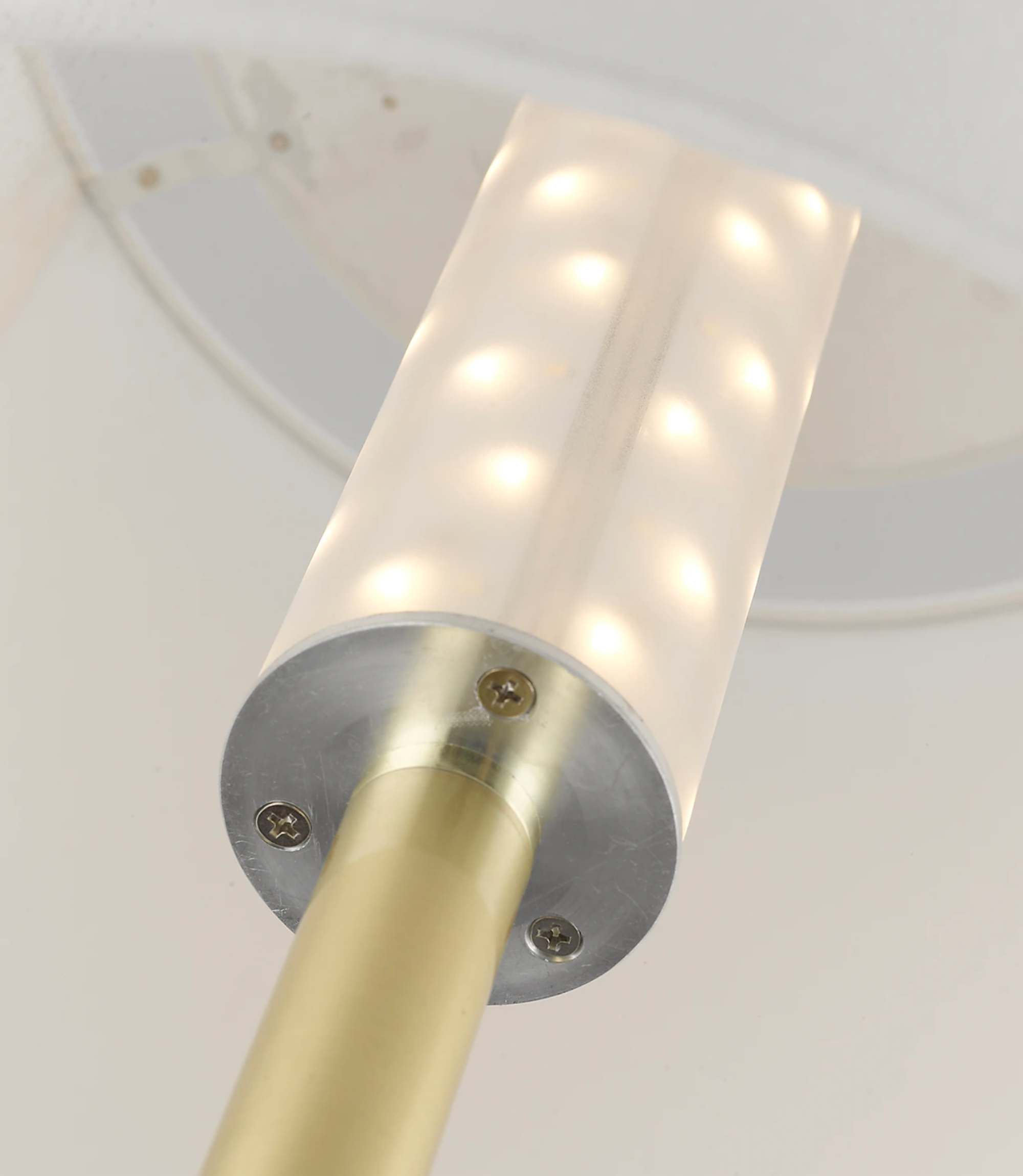 LED Stehleuchte Webstoff Messing