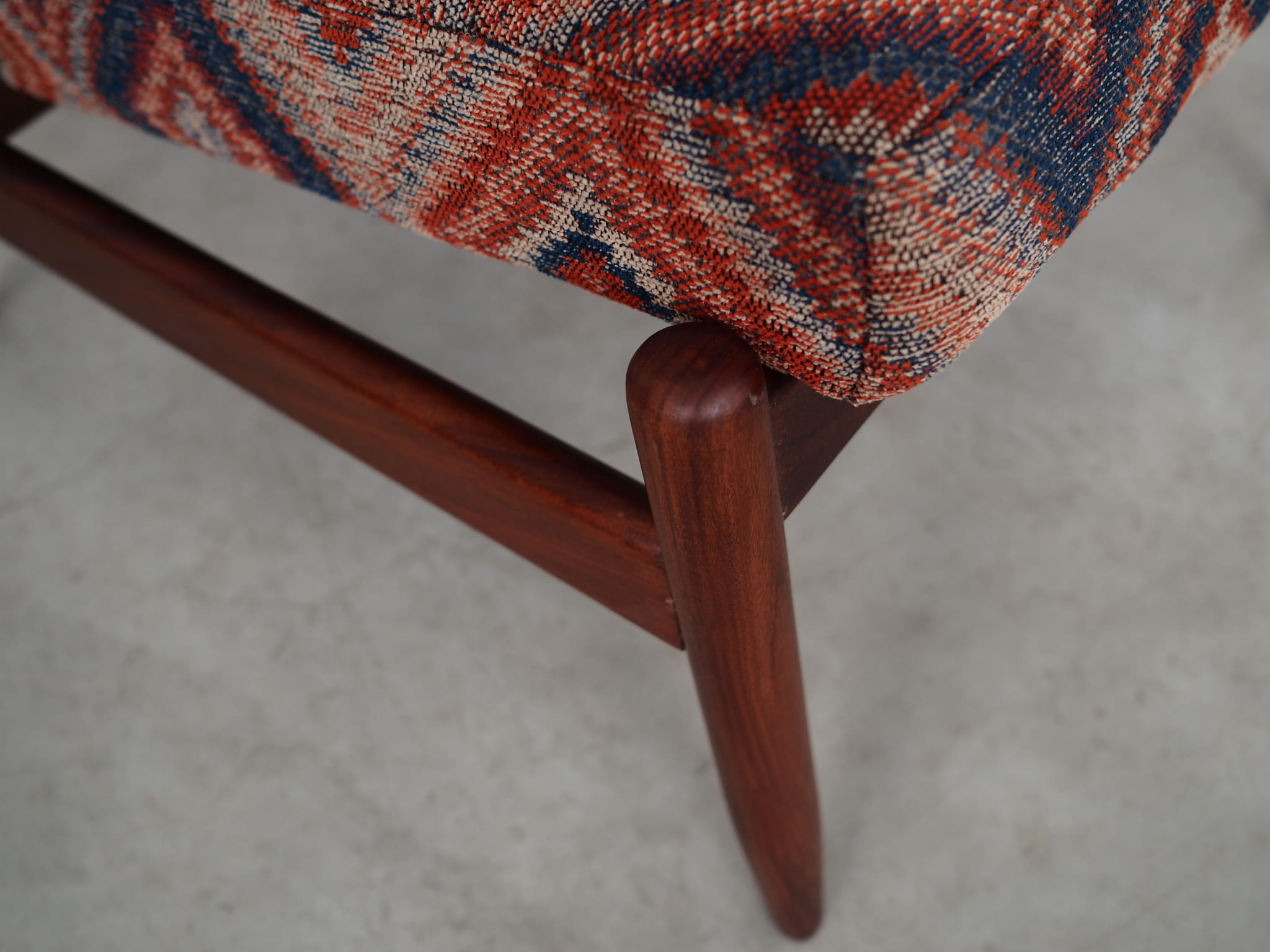 Vintage Stuhl Teakholz Textil Mehrfarbig 1970er Jahre 