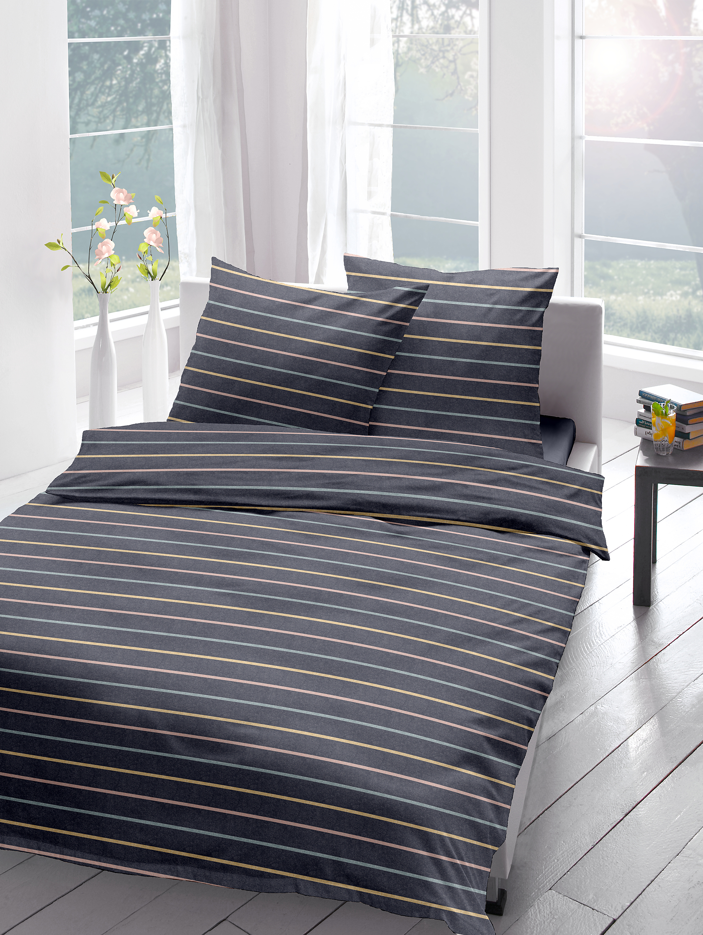 Temet Flannel Bedding Indigo Blue 155 x 220 cm