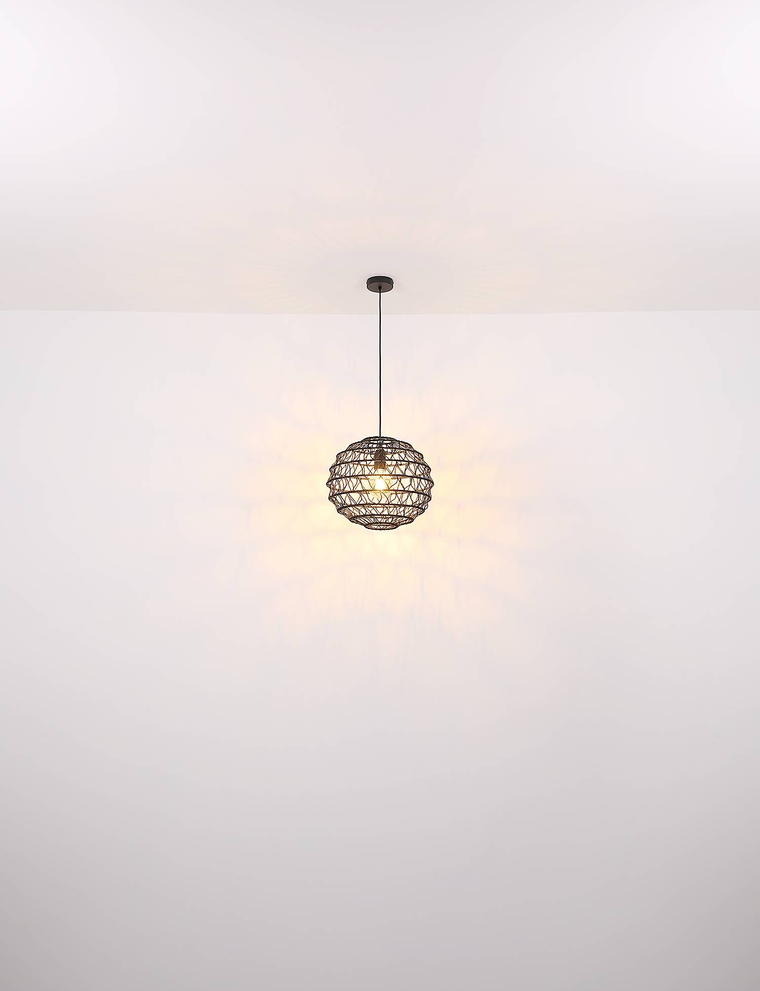 1-Light Rivard Pendant Light Paper Iron Black ⌀59cm