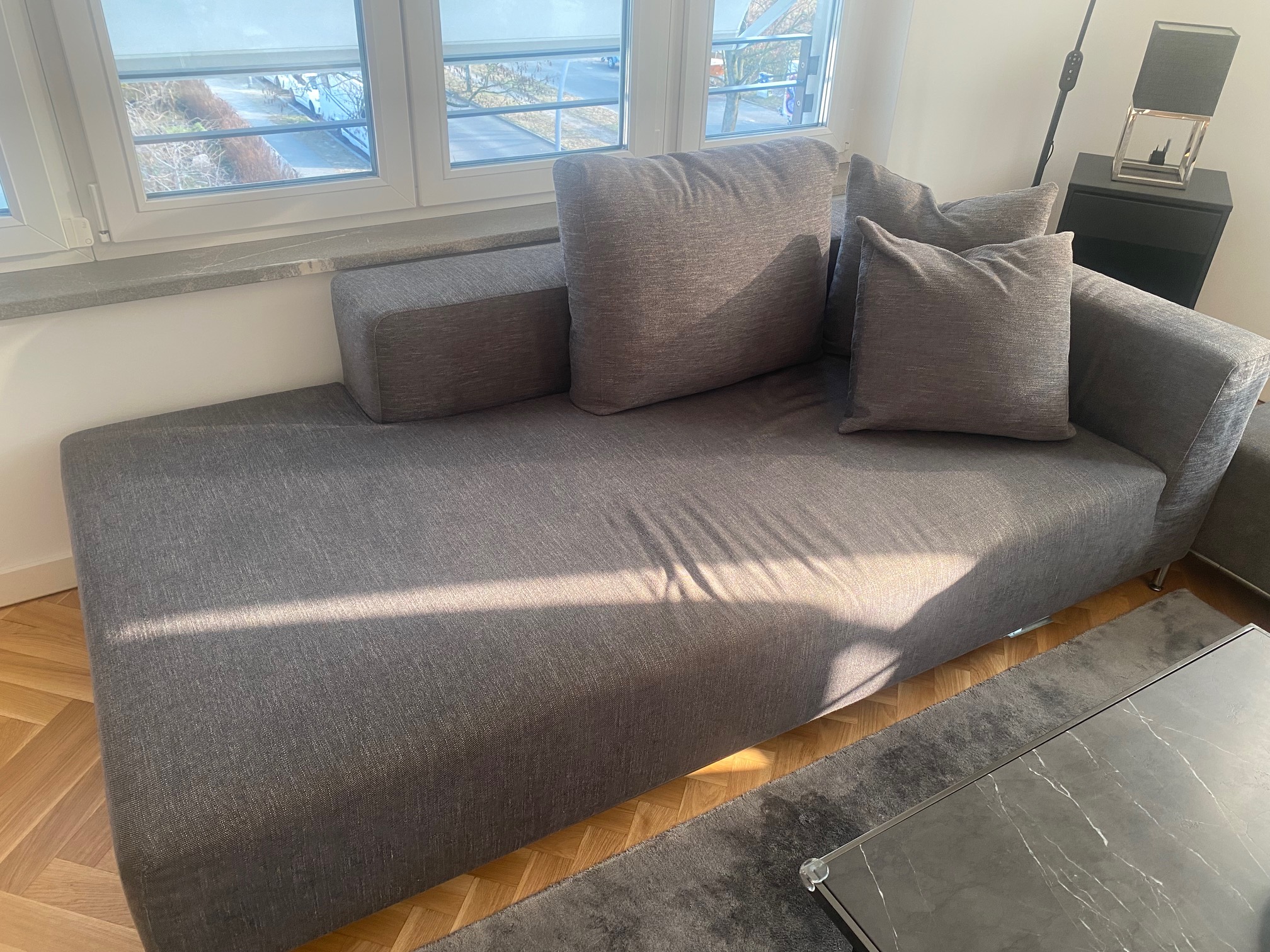 Granada Ecksofa Baumwolle Grau