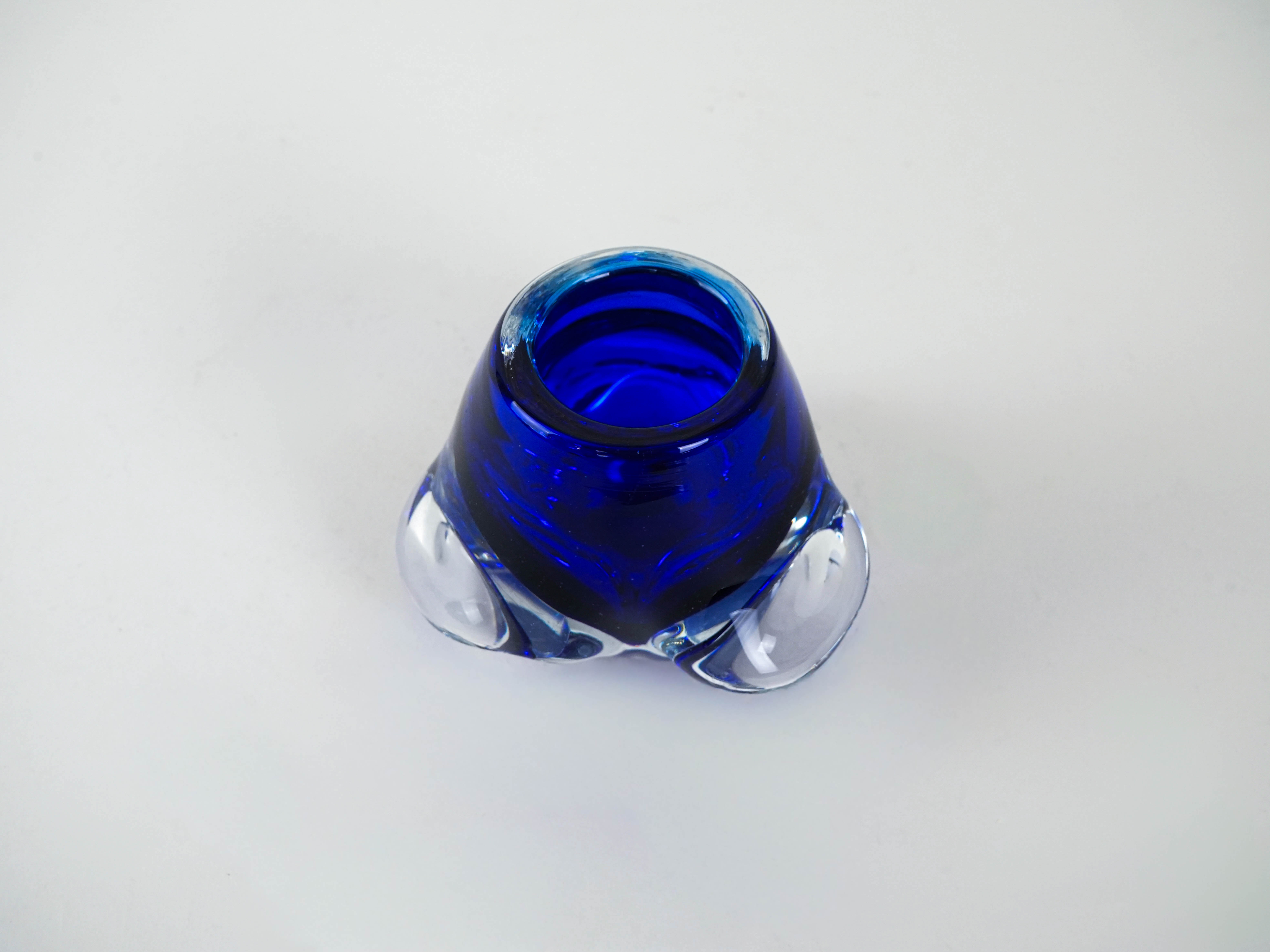 Cobalt glass candlestick Blue 1960s