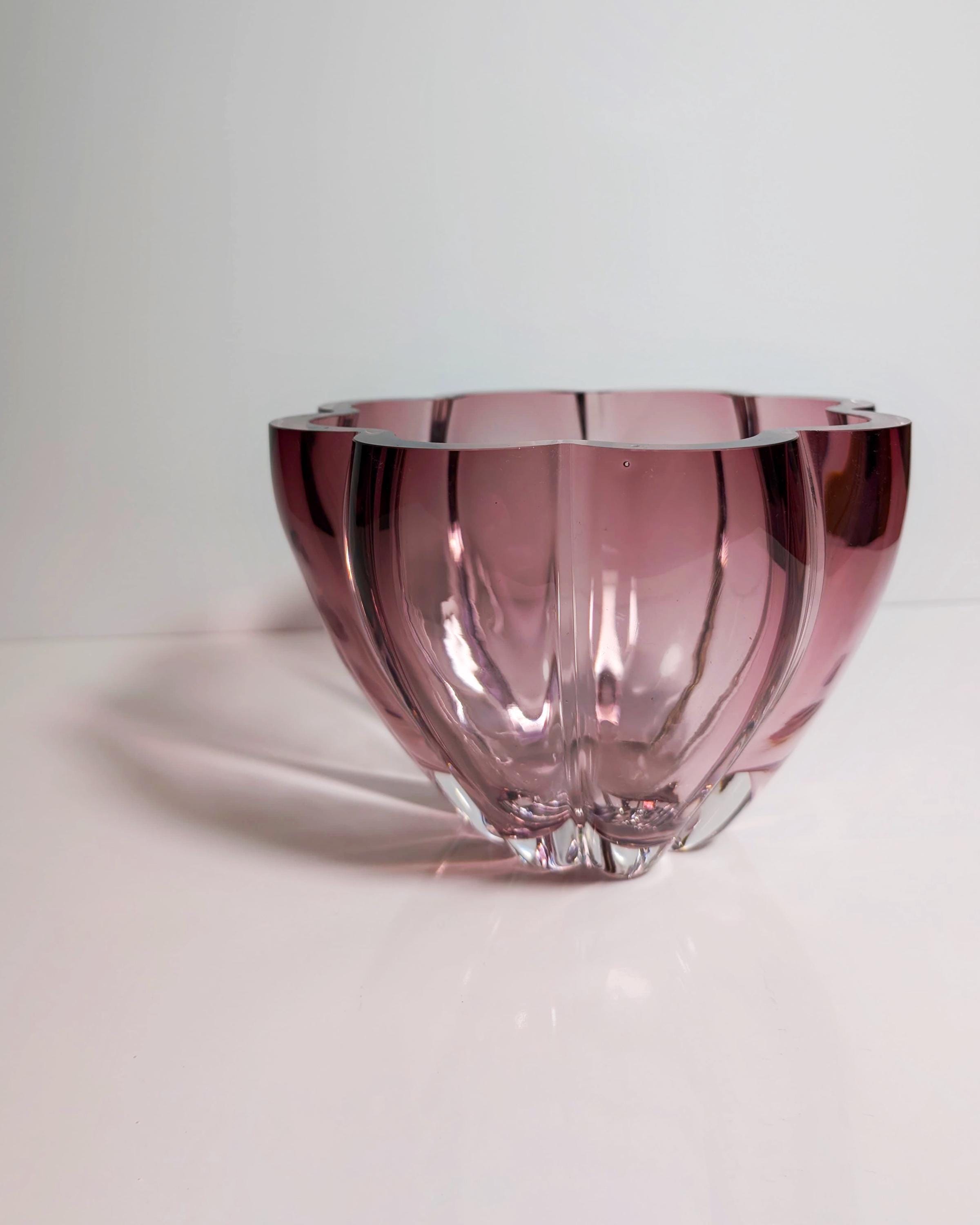 Vintage bowl crystal magenta 1980s
