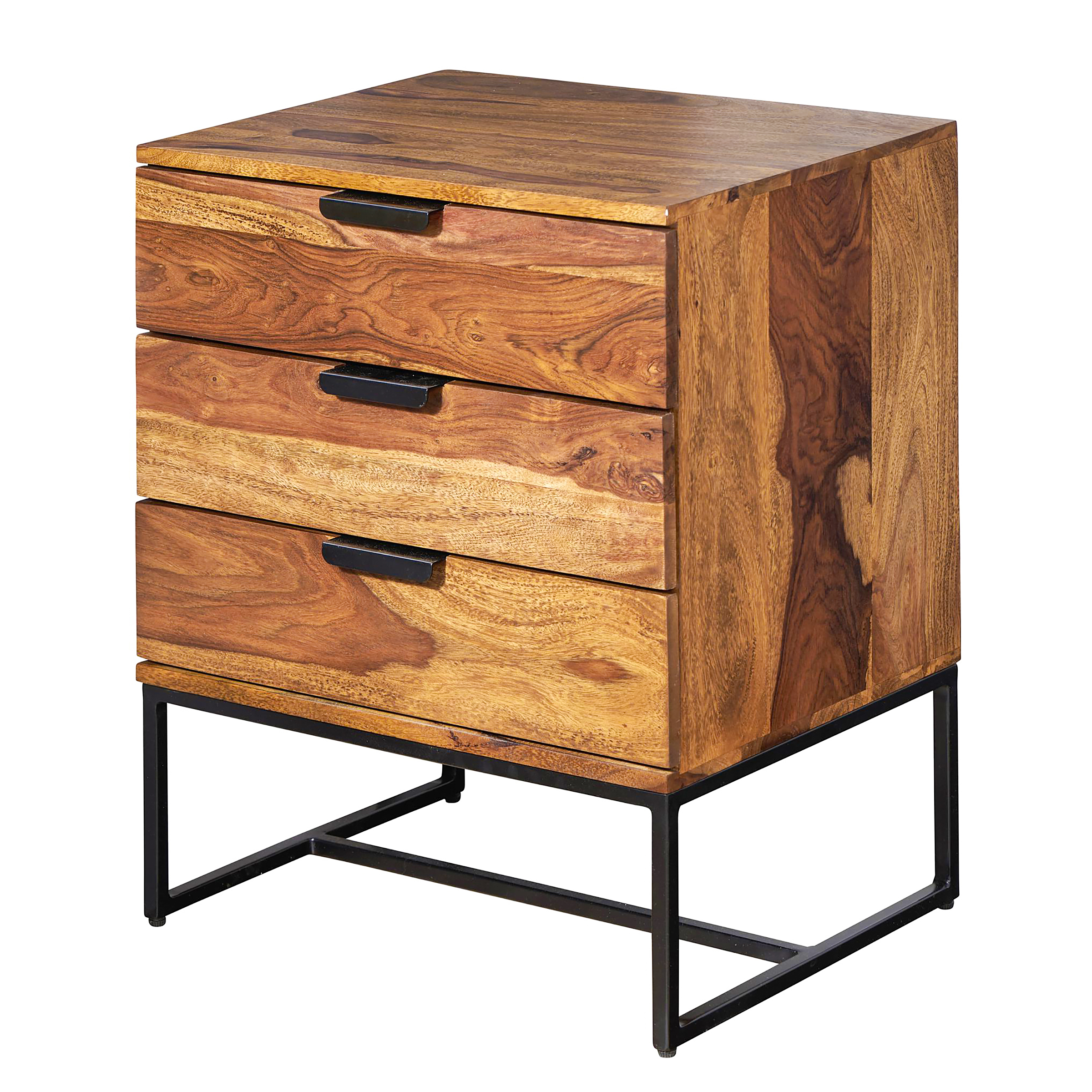 Nightstand Keneba Sheesham Black Solid