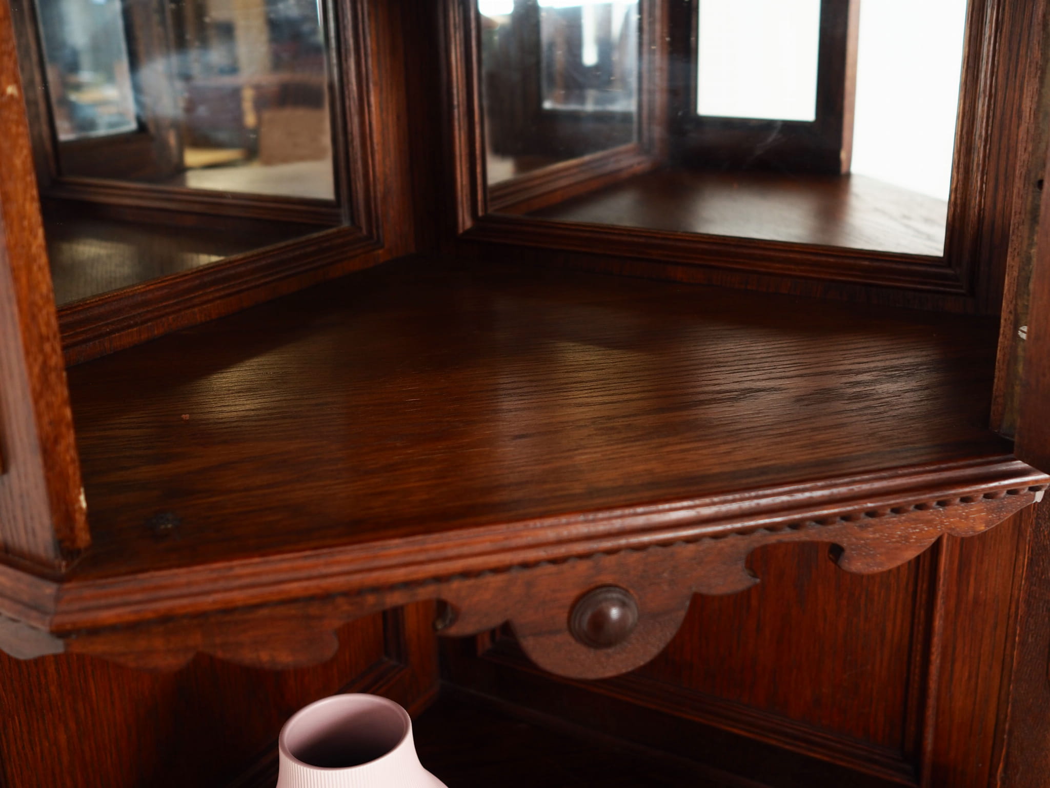 Vintage corner cabinet Oak wood Brown 1950s