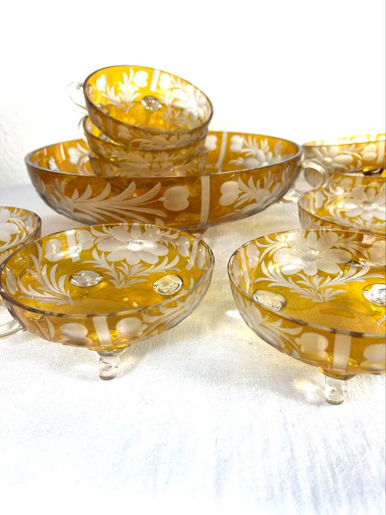 Schälchen-Set 11-Teilig Kristallglas Bernsteinfarbe