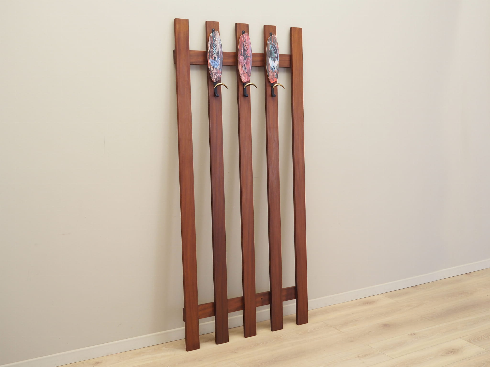 Teak wall coat rack 1970s