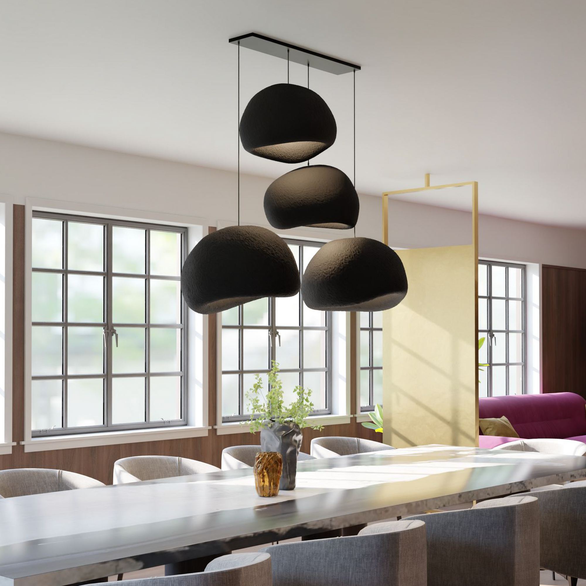 4-Flammig Wabi Sabi Yugen Pendelleuchte Schwarz