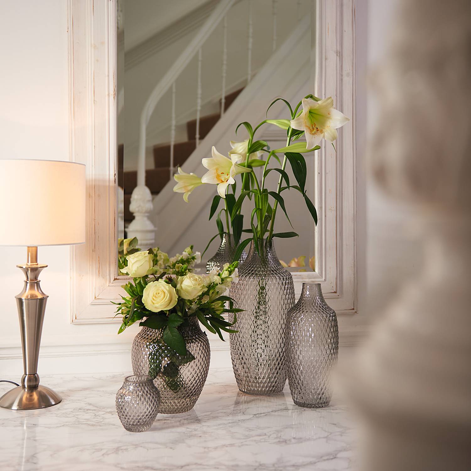 Vase Poesia III Glas Grau