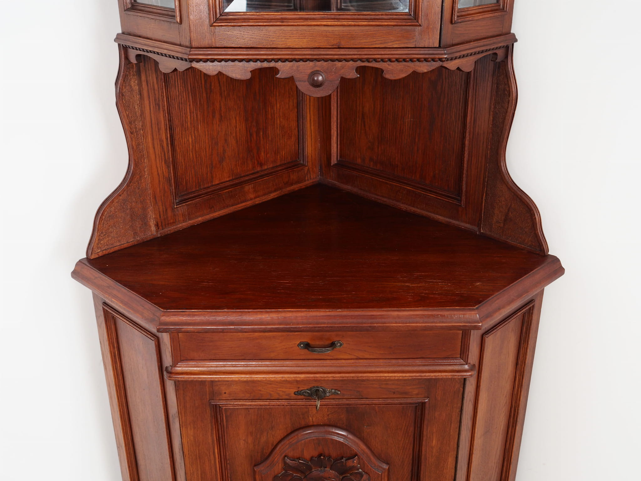 Vintage corner cabinet Oak wood Brown 1950s