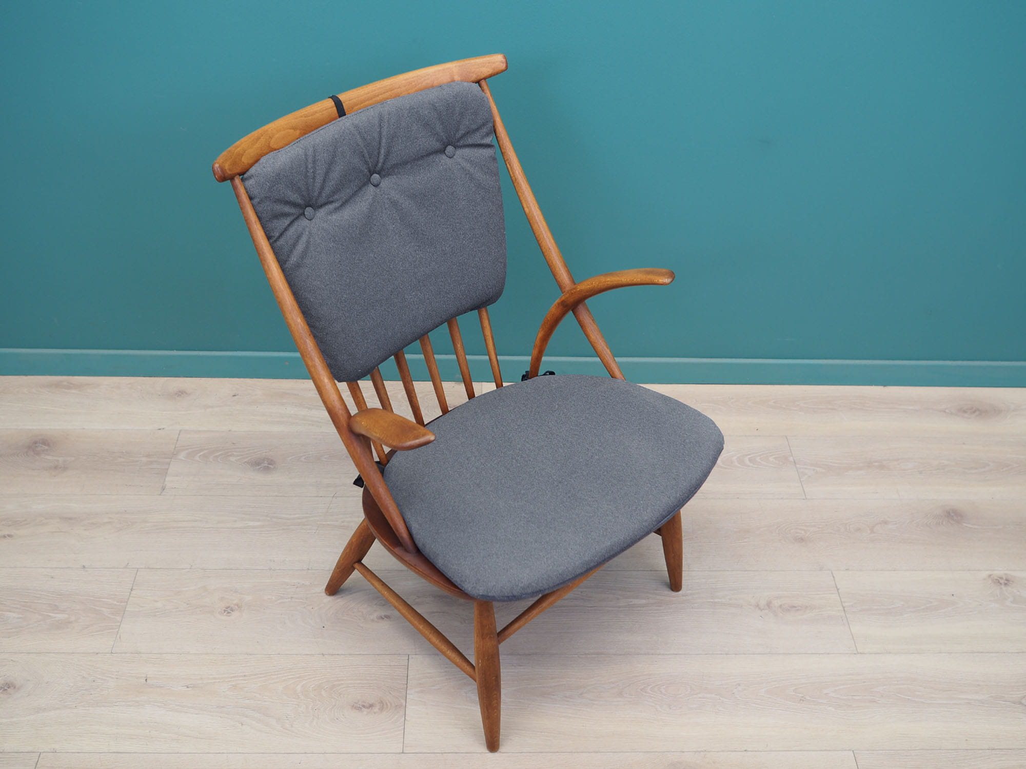 Vintage armchair beech fabric brown 1960s