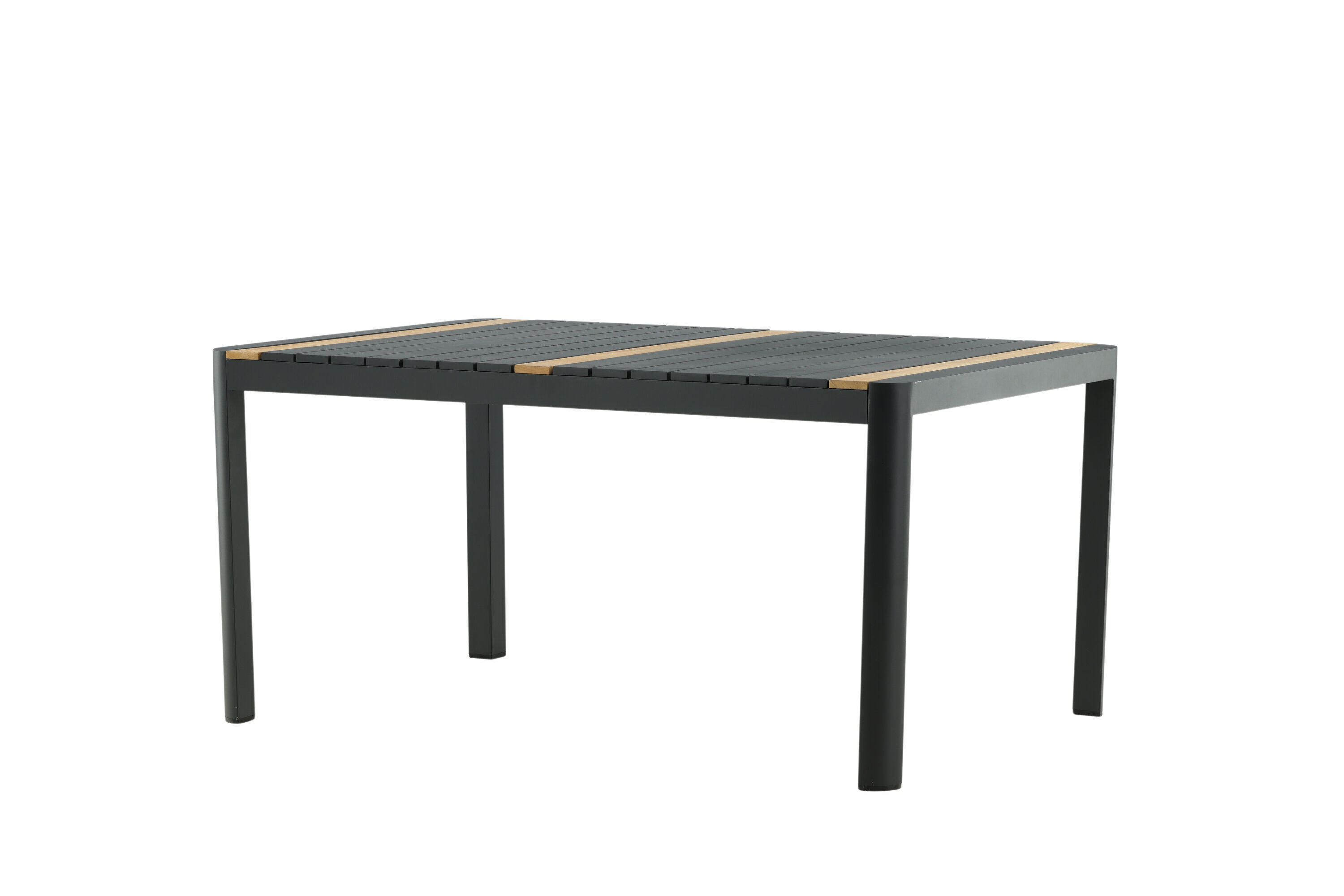 Togo Esstisch Aluminium Teak Schwarz