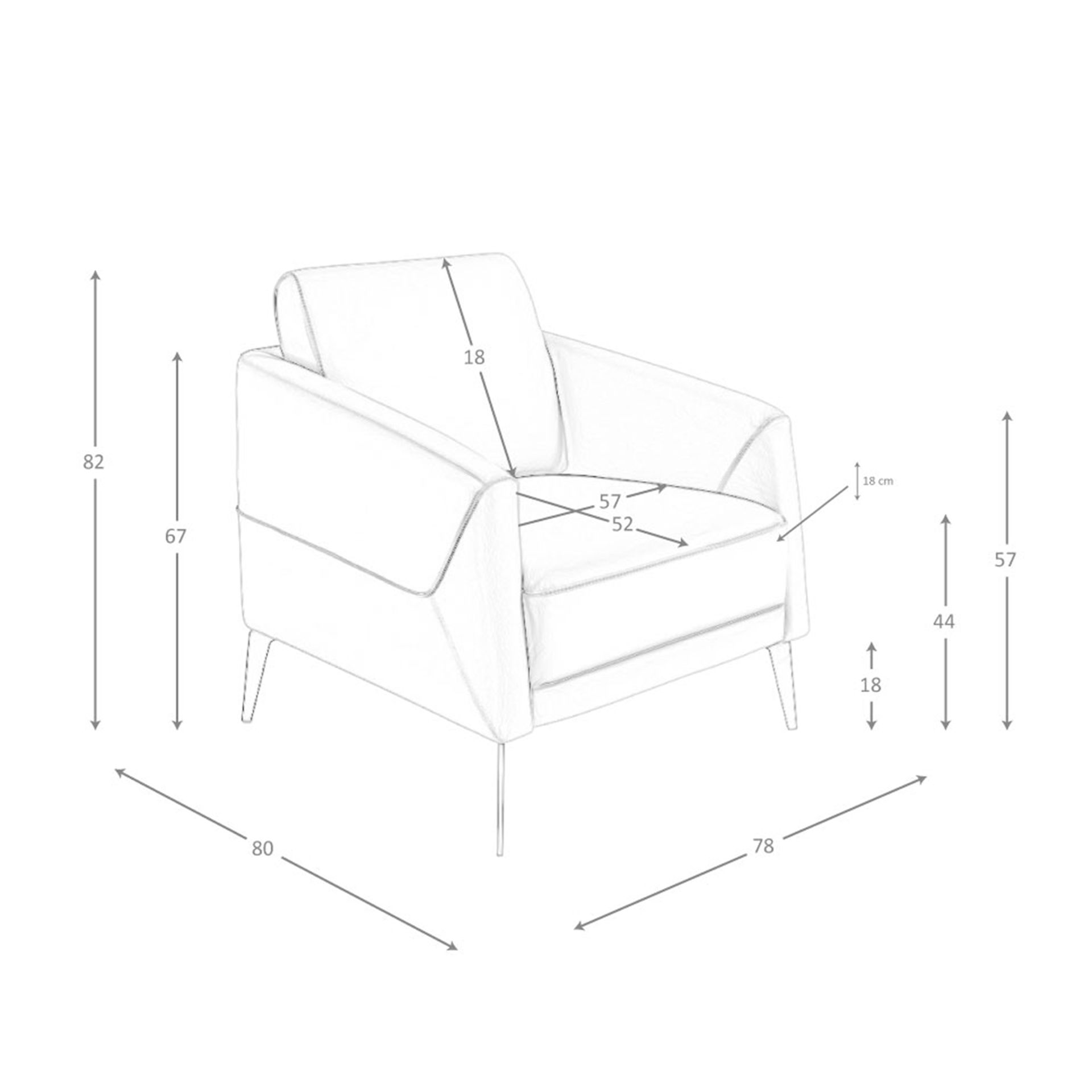 Sessel 5094 Leder Taupe Grau