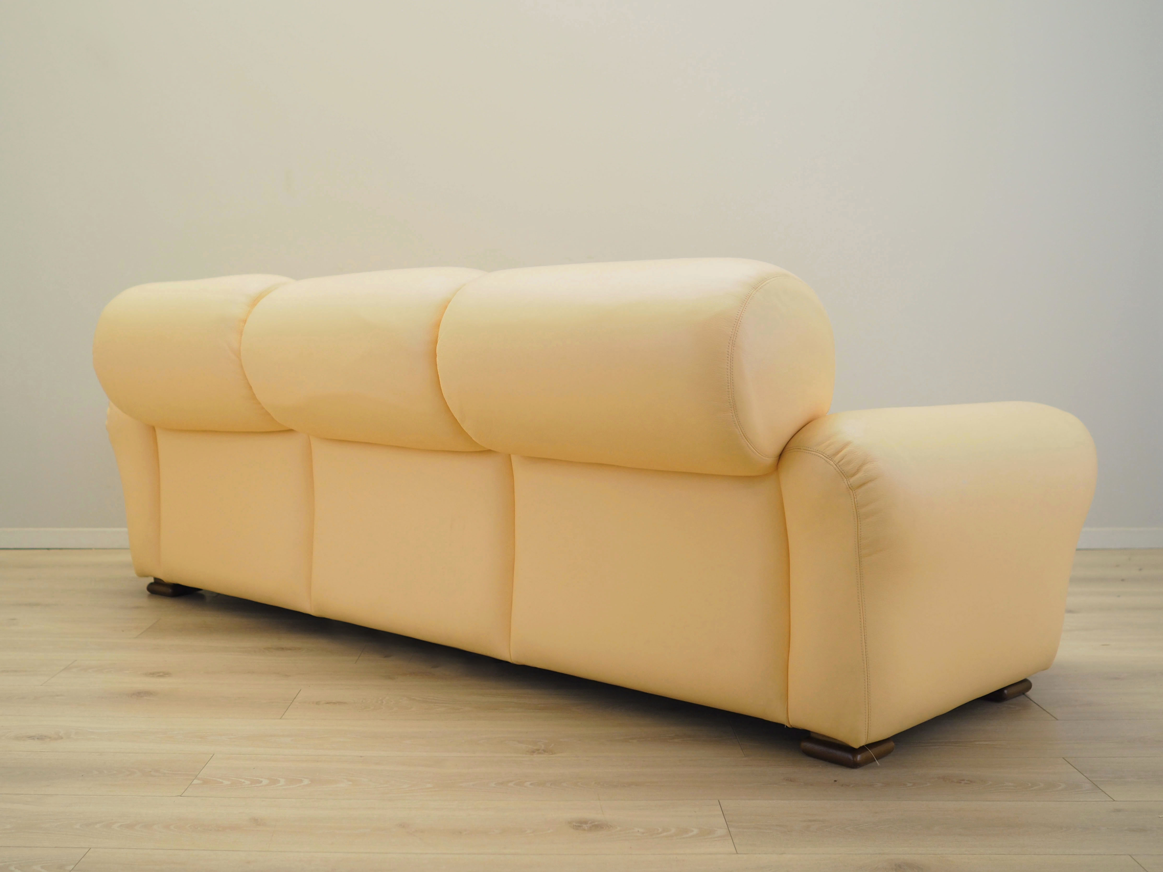 Sofa Leder Creme 1960er Jahre