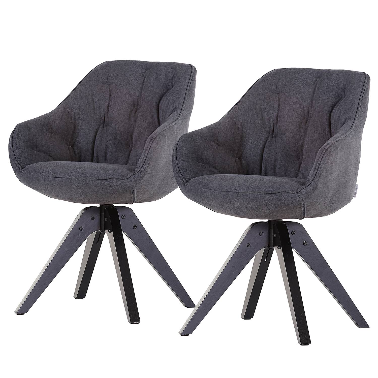2x Drehbarer Armlehnenstuhl EVATO Anthrazit Schwarz