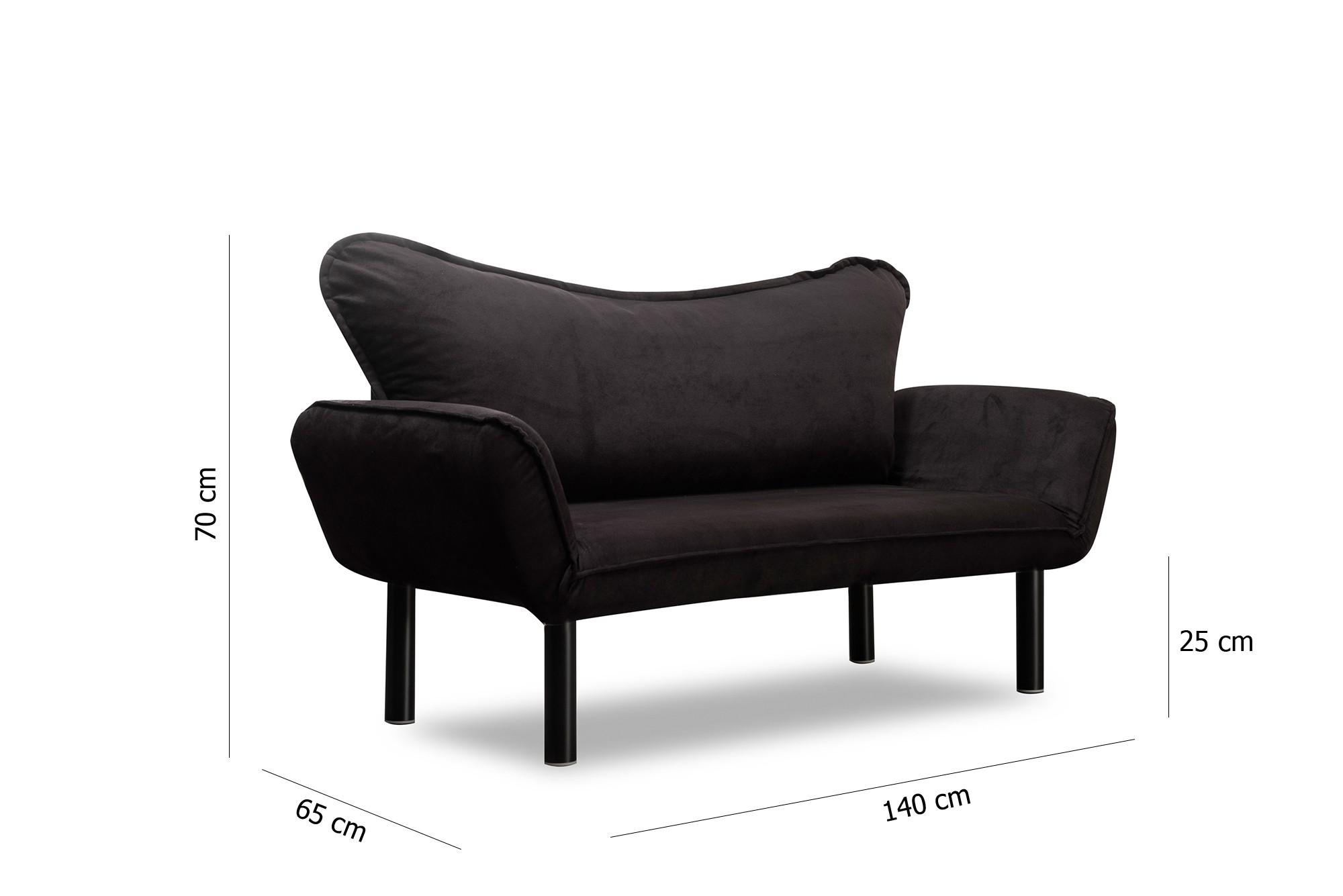 Chatto Schlafsofa 2-Sitzer Schwarz