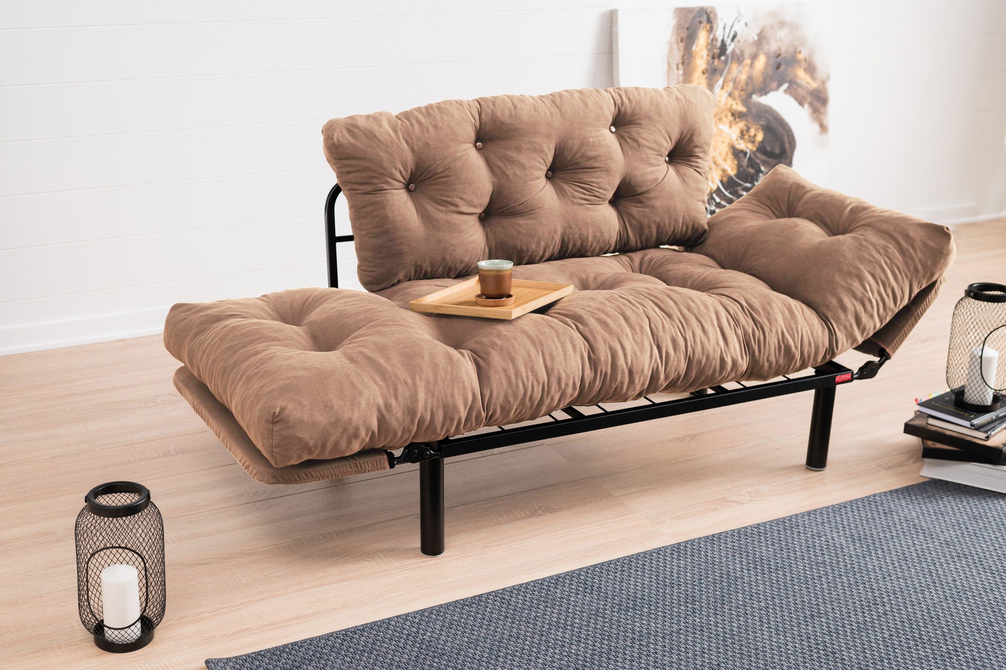 Nitta Sofa Bed 2-Seater Light Brown