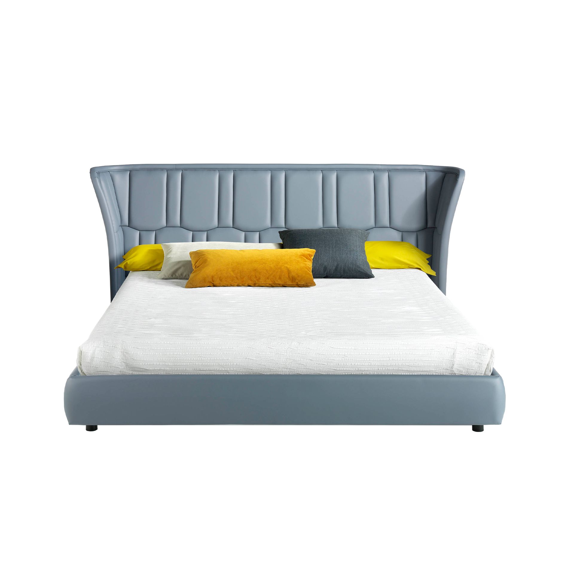 7067 Doppelbett Leder Grau