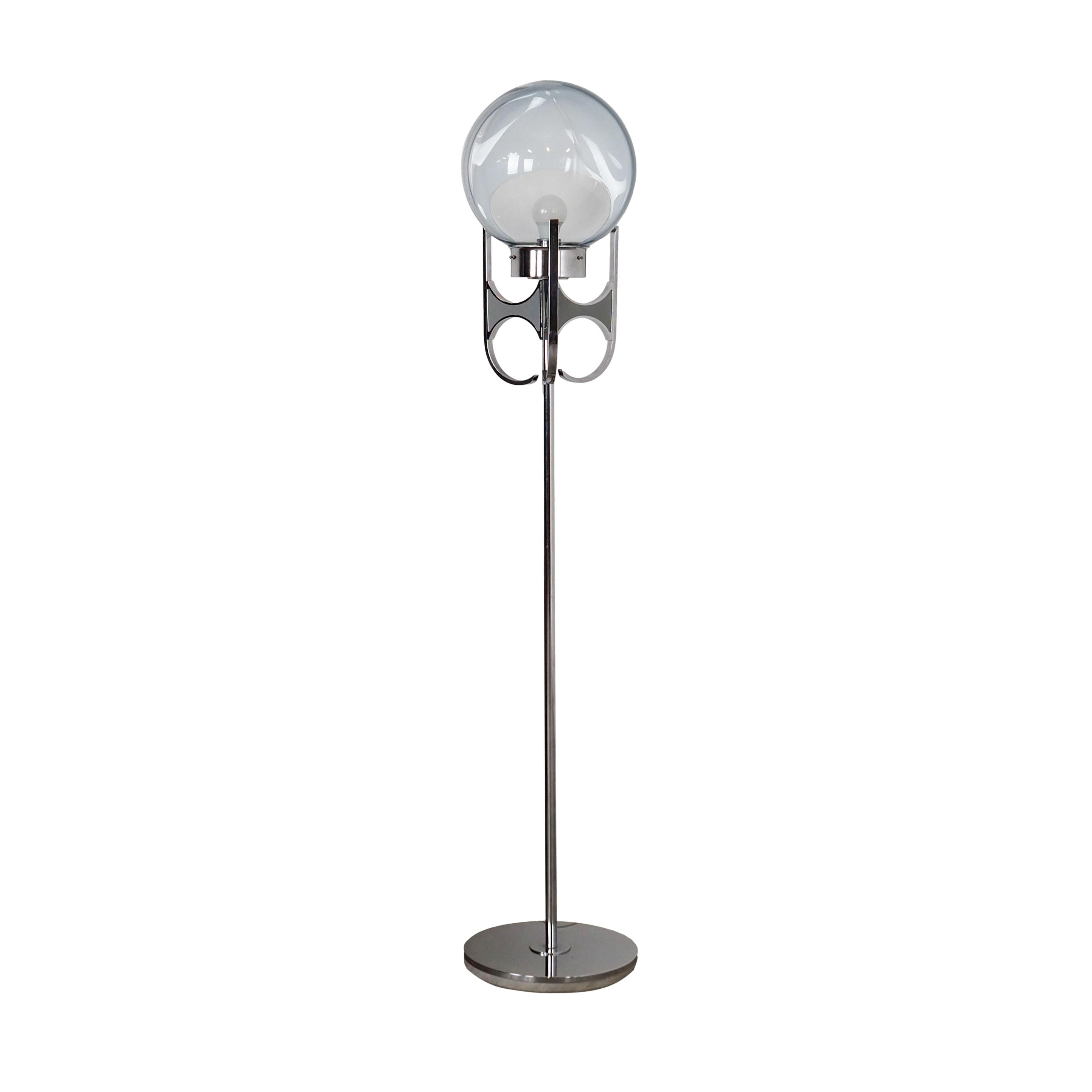 Standing lamp Murano glass Silver 1970s