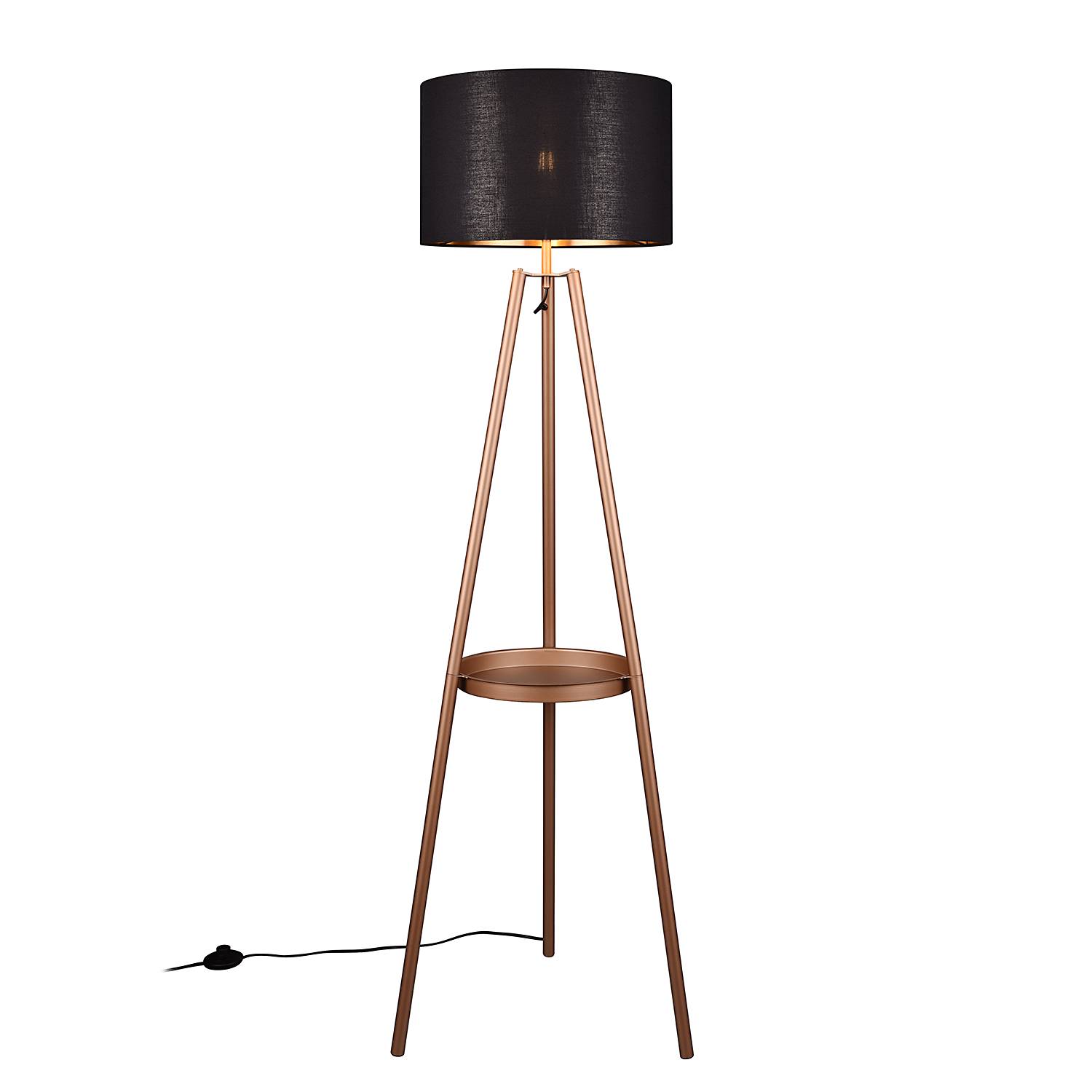 Colette Stehleuchte Webstoff Eisen Gold Schwarz