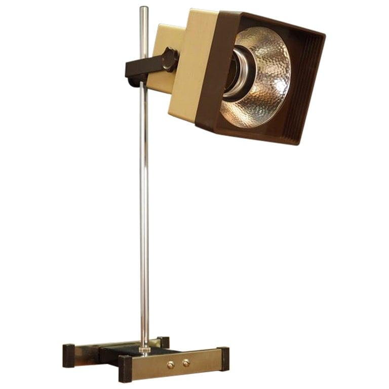 Vintage Table Lamp Metal Plastic Cream 1960s