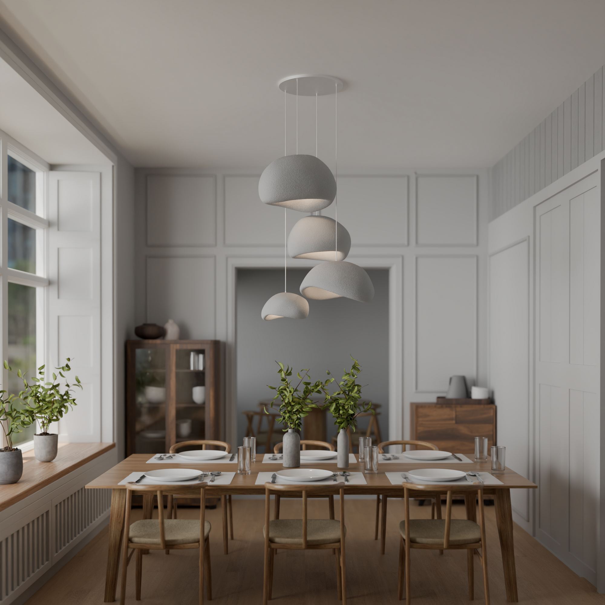 4-Flammig Wabi Sabi Sabi Glows Pendelleuchte Beton Grau