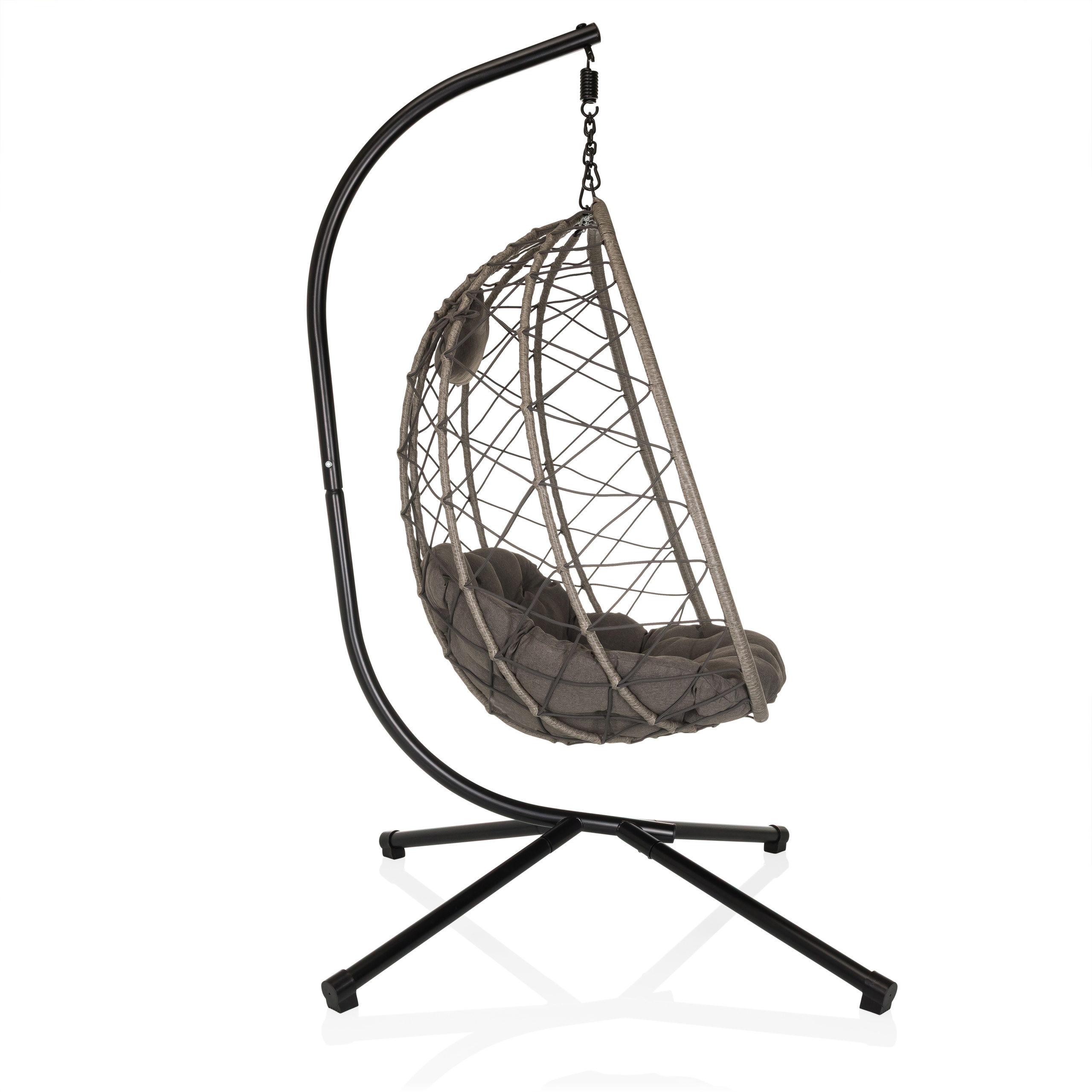 Cocova Hanging Chair with Frame & Cushion Grey