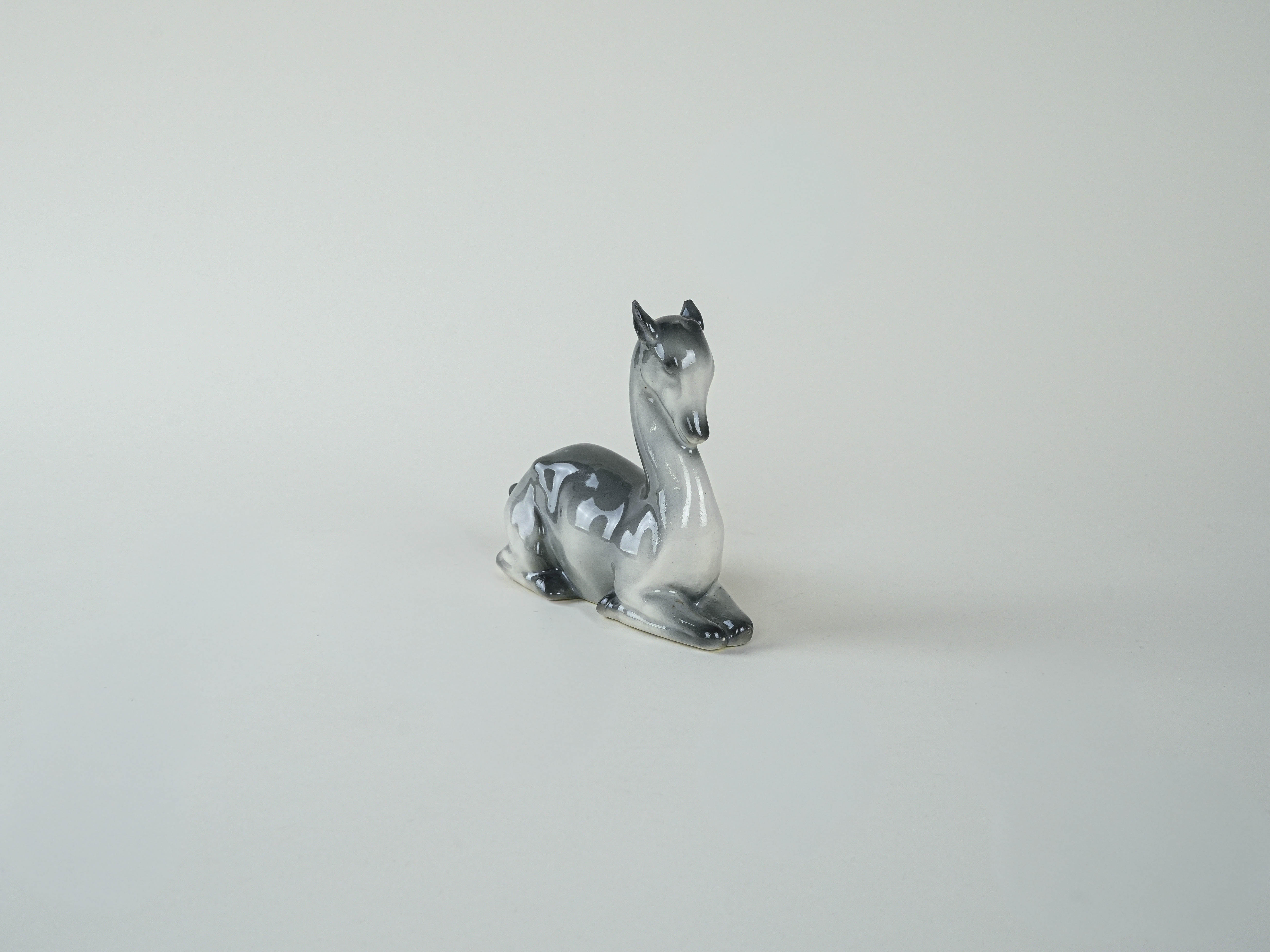 Ceramic fawn figure Grey 1970s