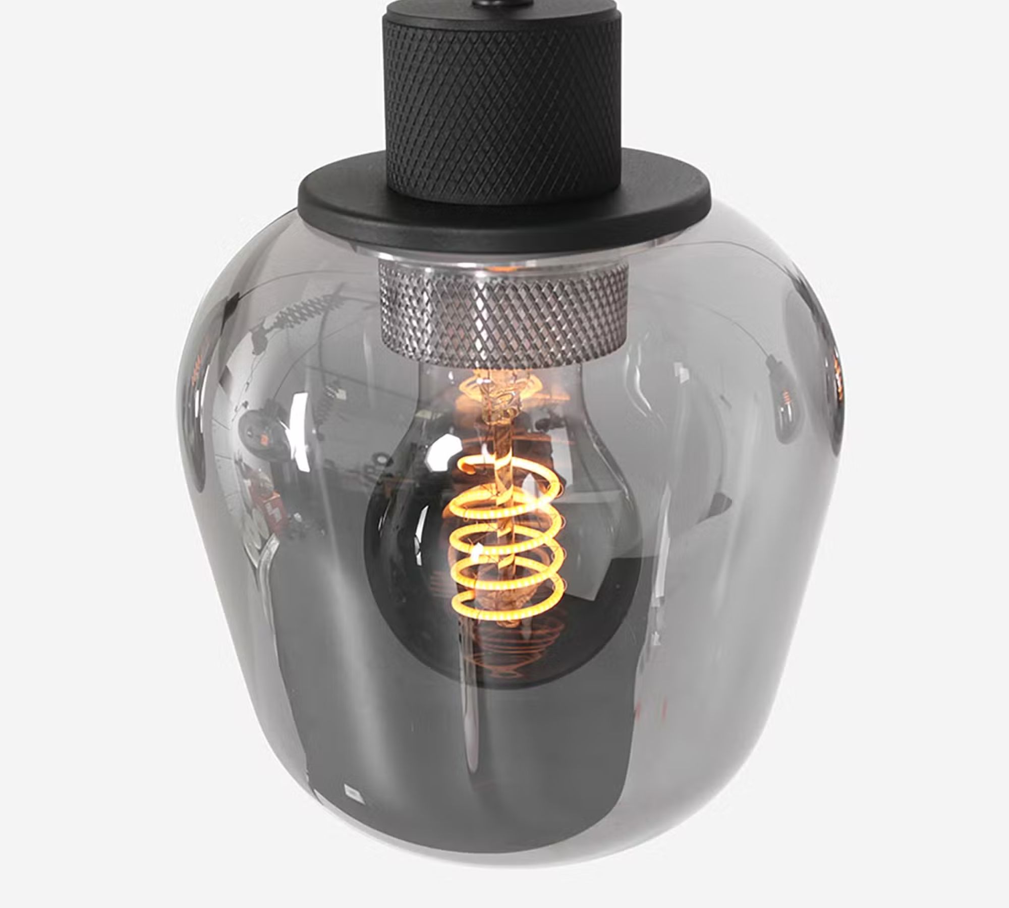 Pendant light 3-bulb glass aluminum black