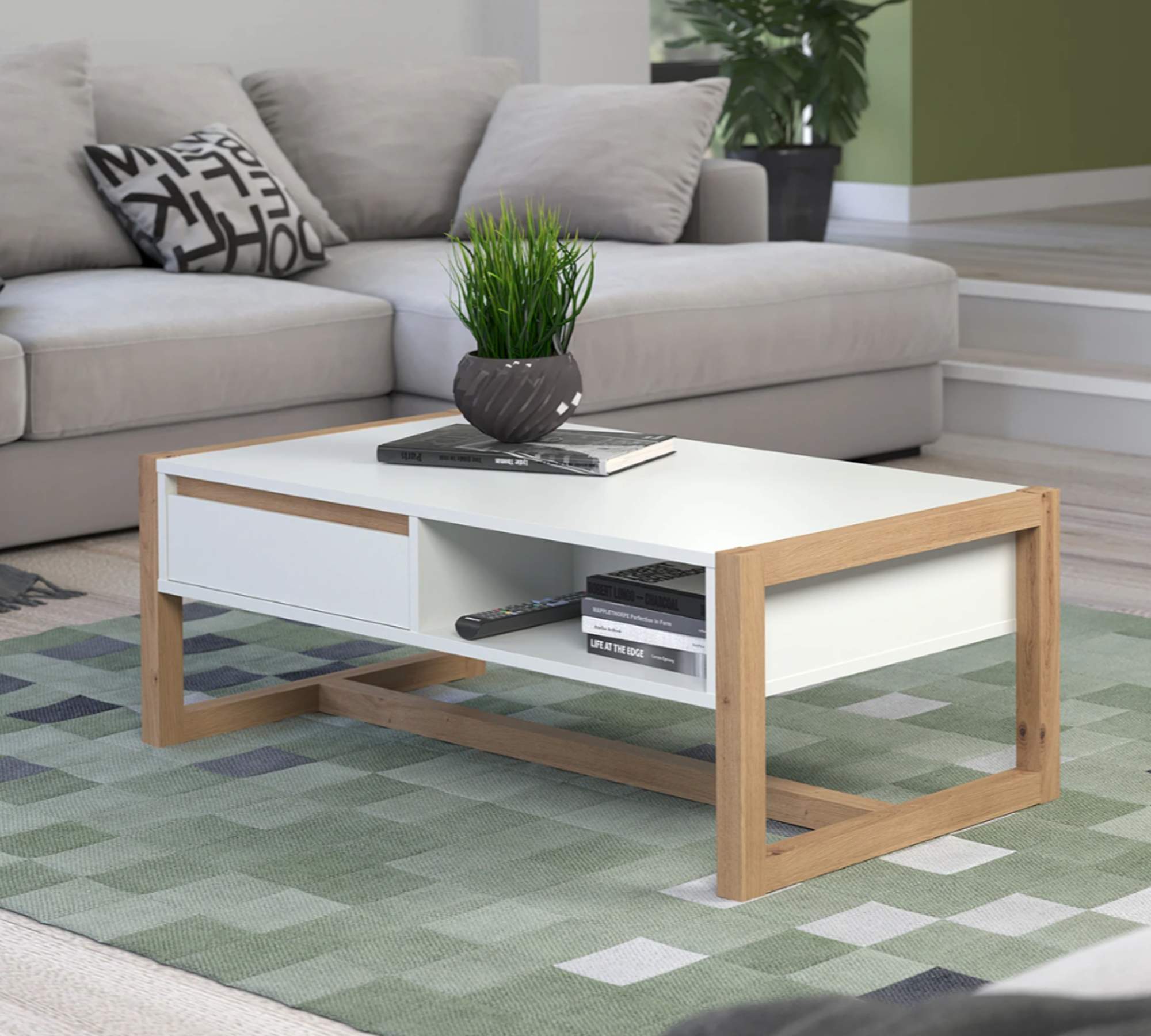 Couchtisch Eiche Artisan Dekor Weiß