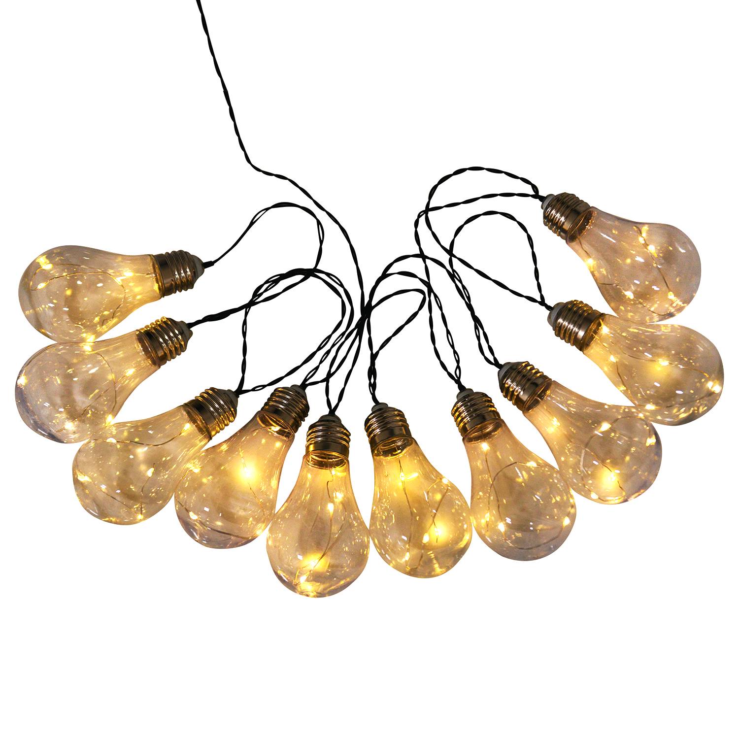 LED-Solarlichterkette Glühbirne Transparent