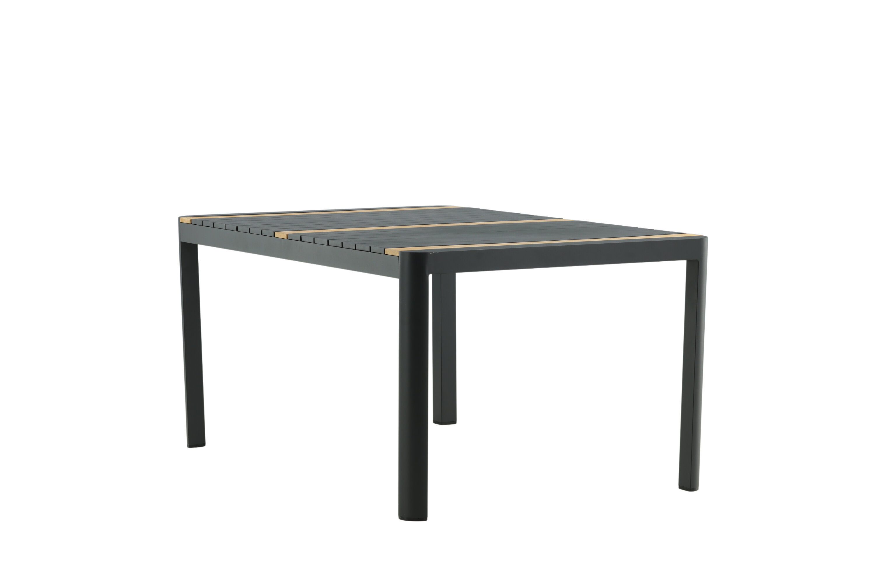 Togo Esstisch Aluminium Teak Schwarz