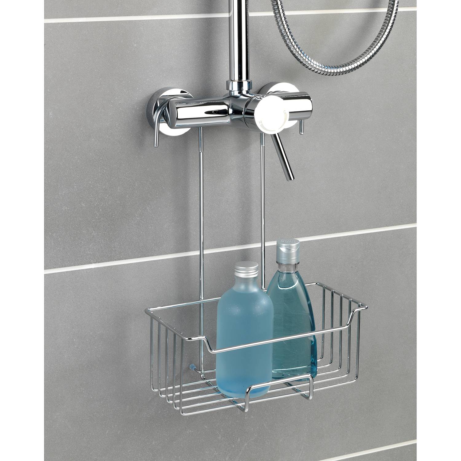 Thermostat-Dusch-Caddy Milo Edelstahl Silber Transparent