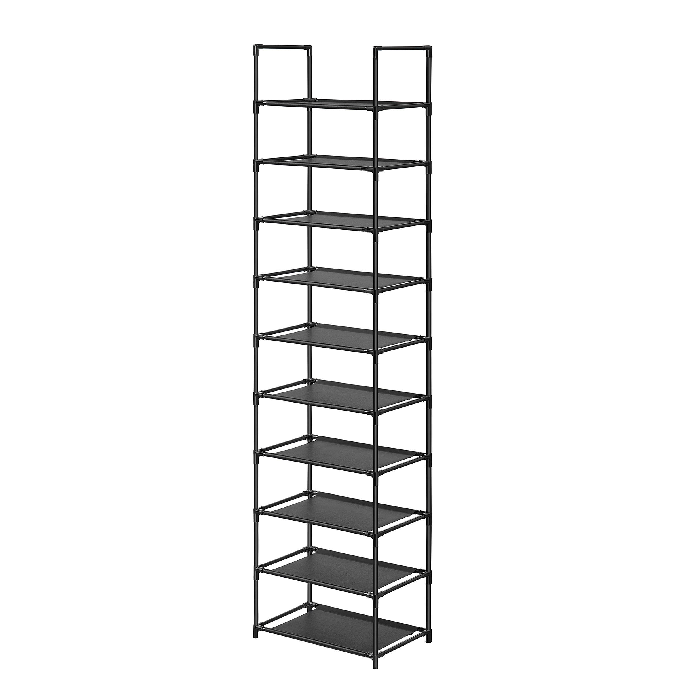 Bonomi shoe rack flat weave metal black 45 x 173 cm