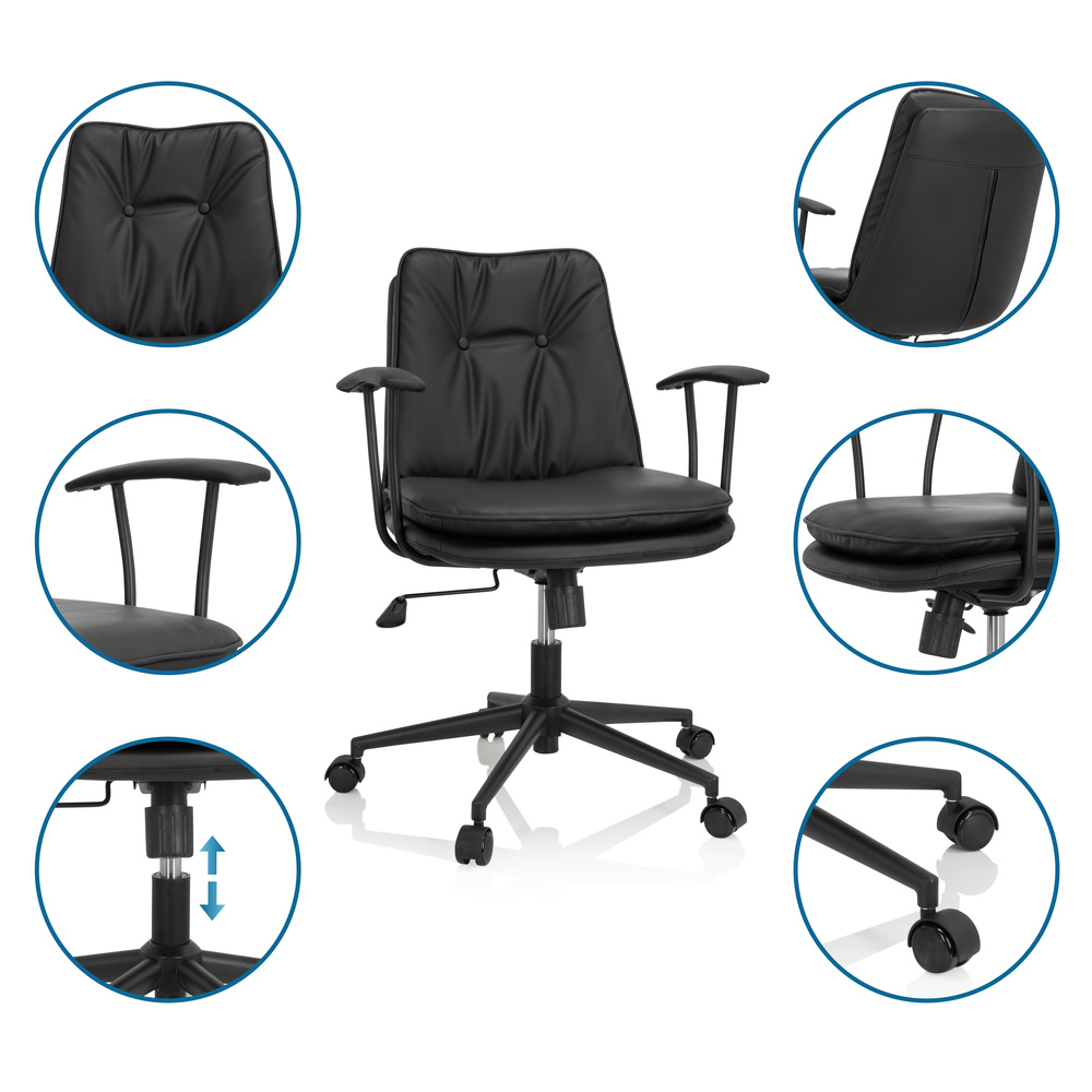 SMALLO Office Chair Swivel Faux Leather Black