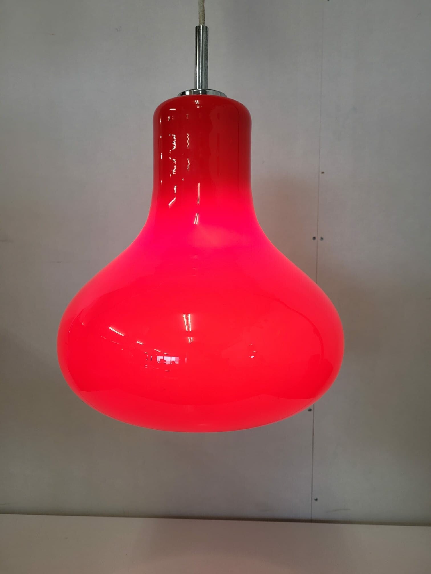 Vintage Hängelampe Glas Rot