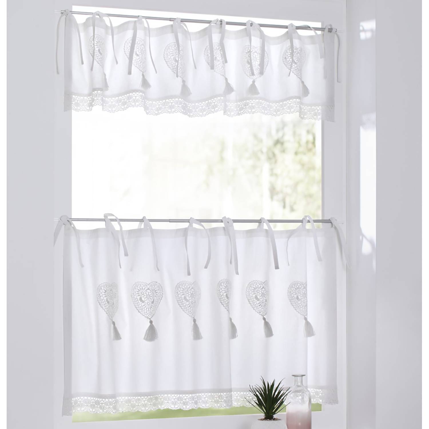 Scheibengardine Camille Baumwolle Weiß 120 x 50 cm