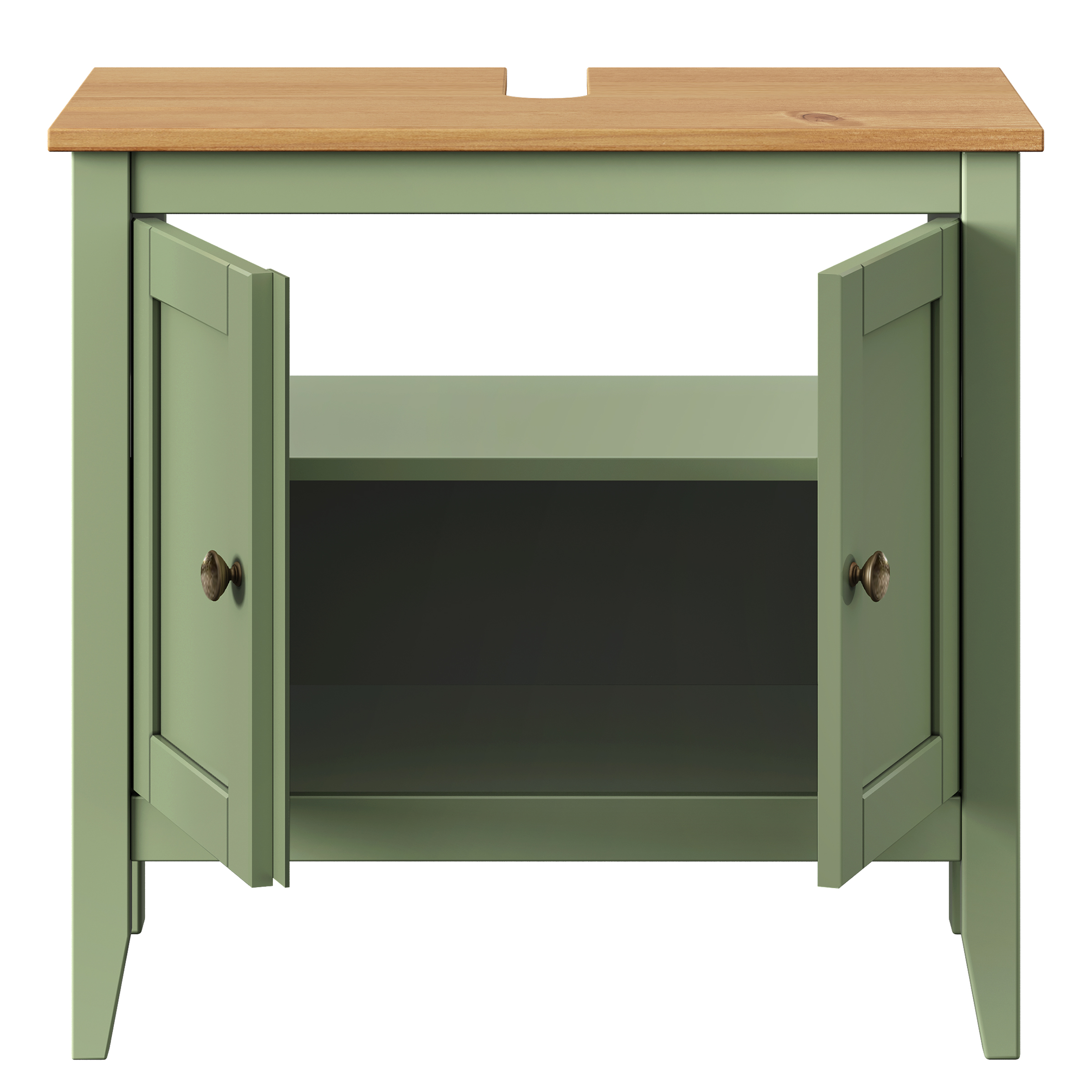 Belleria Typ B Waschbeckenunterschrank Massivholz Grün