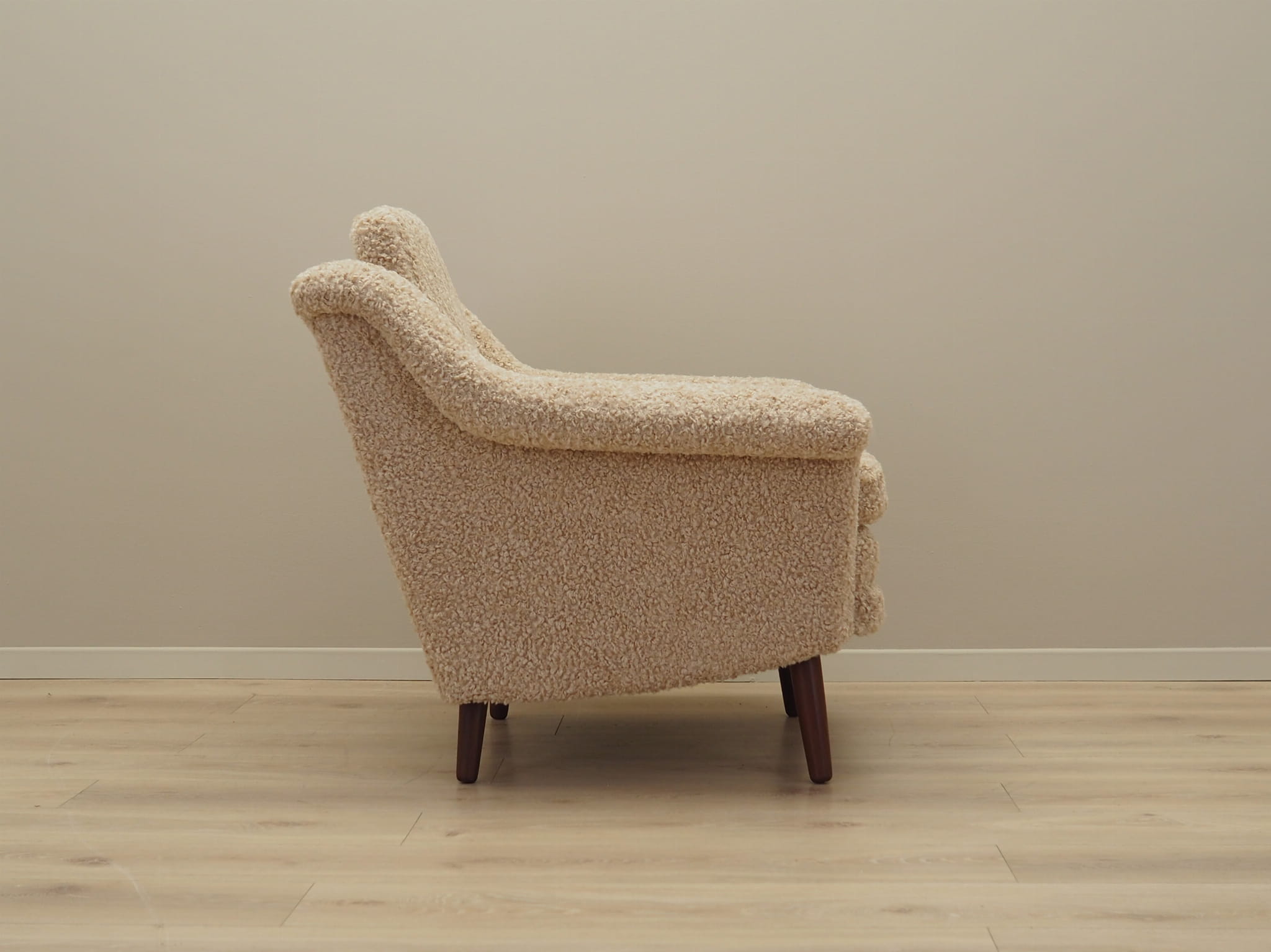 Vintage armchair textile wood beige 1970s