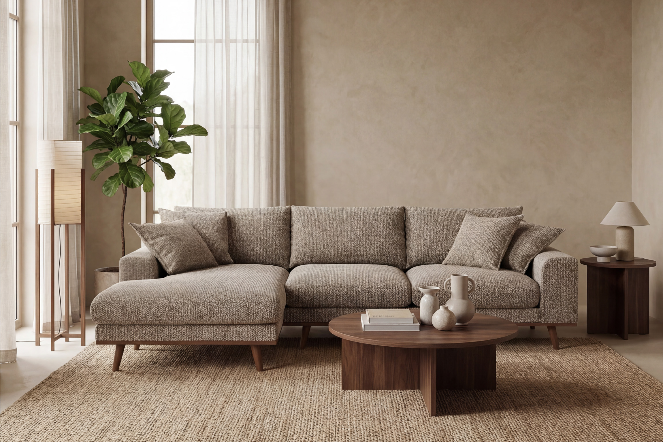 Ecksofa Harper 3-Sitzer Links Hellbraun