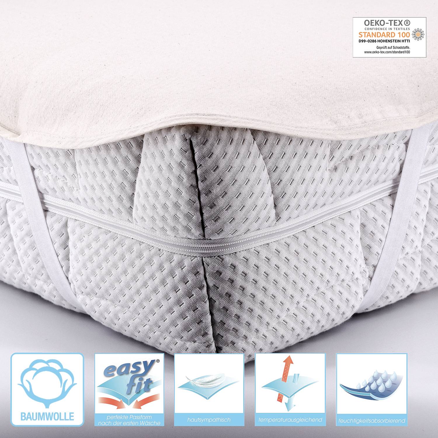 Molton II Fixspannauflage Baumwollstoff Ecru 120 x 200 cm