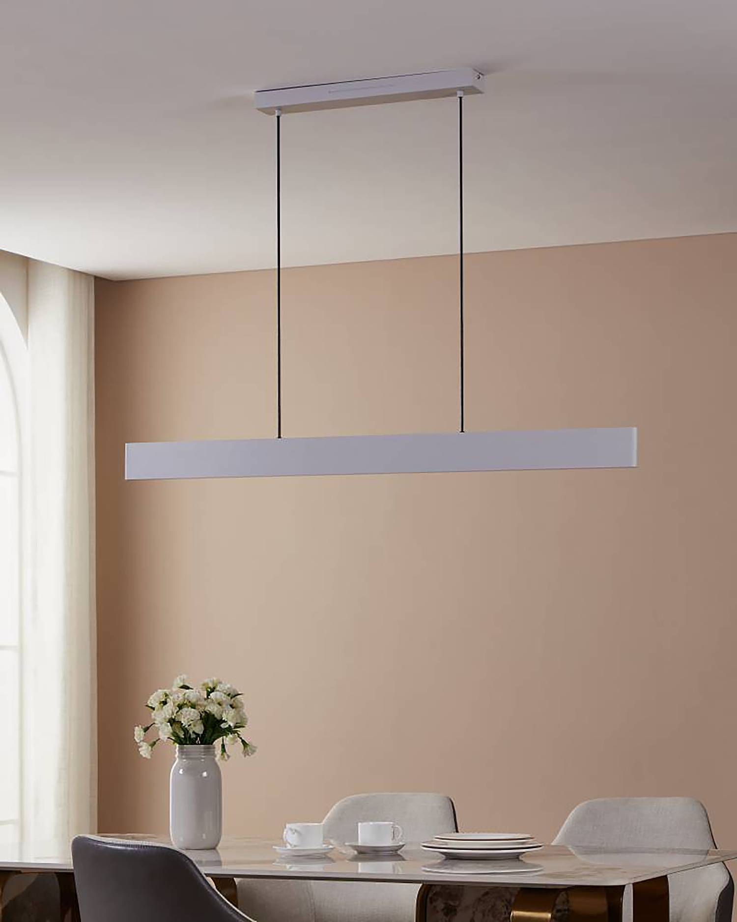 LED-Pendelleuchte Andreas-Z Polycarbonat Stahl Weiß