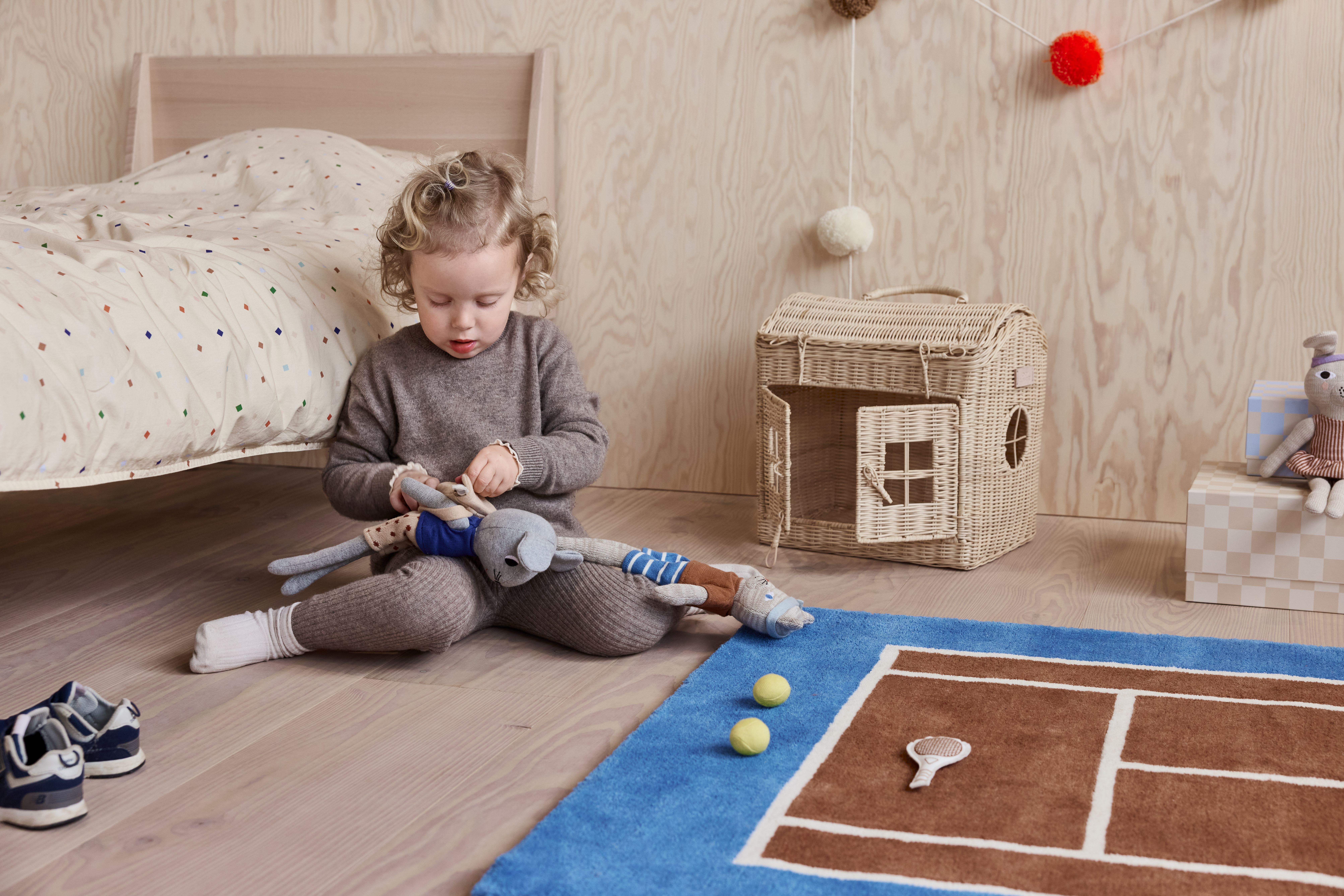 Nuni Tennismaus Kuscheltier Baumwolle Grau